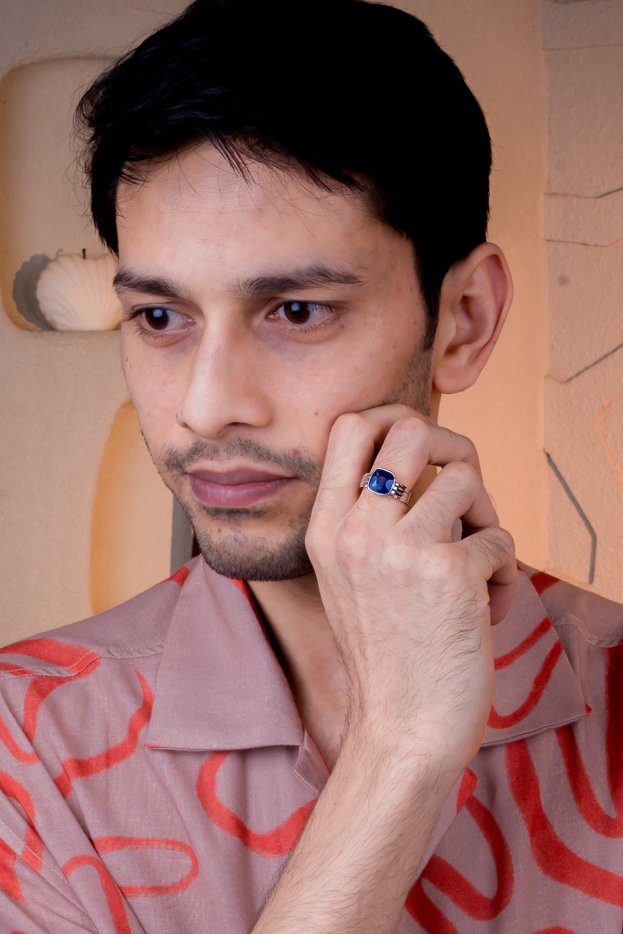 Natural Blue Sapphire(Neelam) 5.25ct(5.78 Ratti) Faceted Cushion Cut Ring