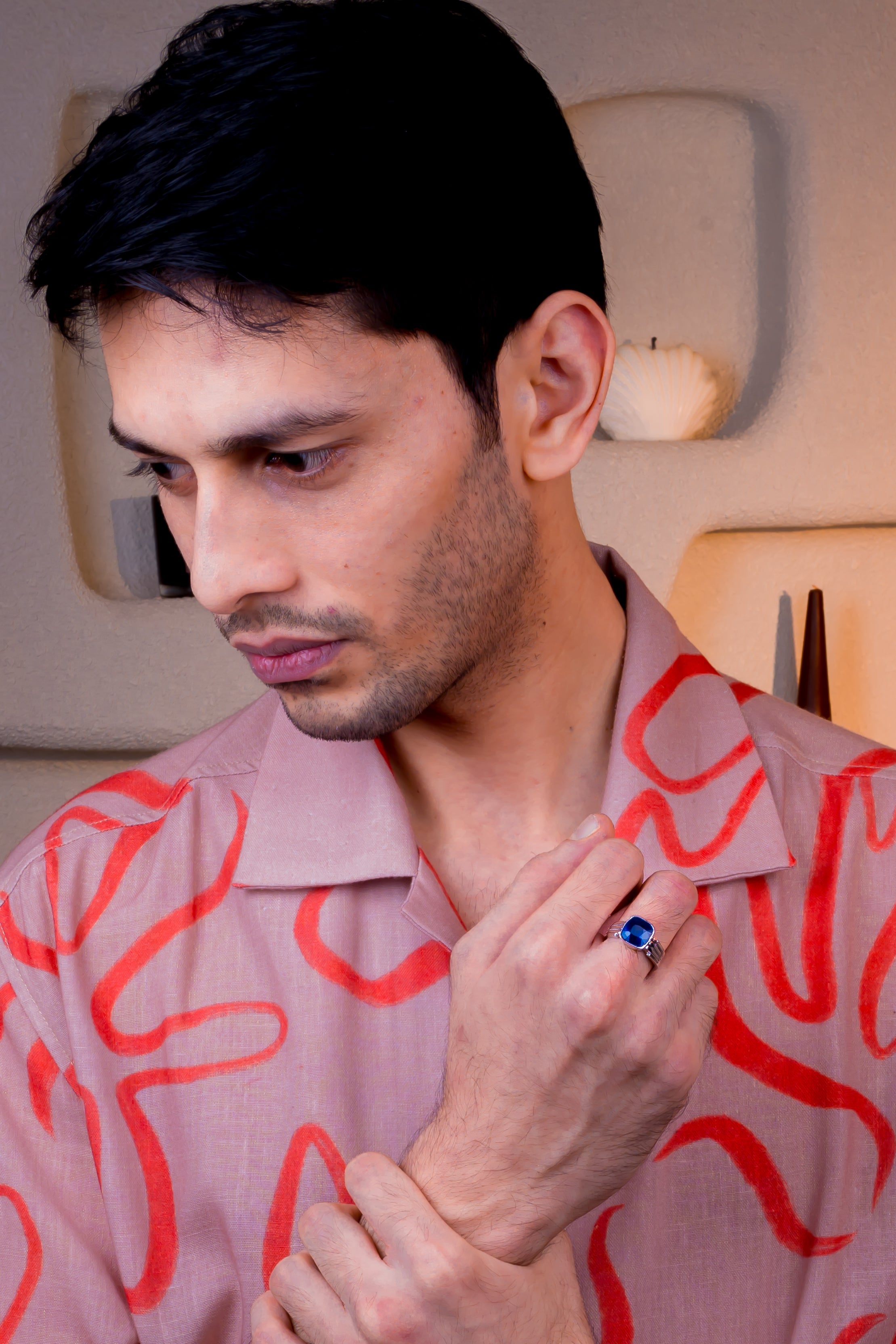 Natural Blue Sapphire(Neelam) 5.25ct(5.78 Ratti) Faceted Cushion Cut Ring