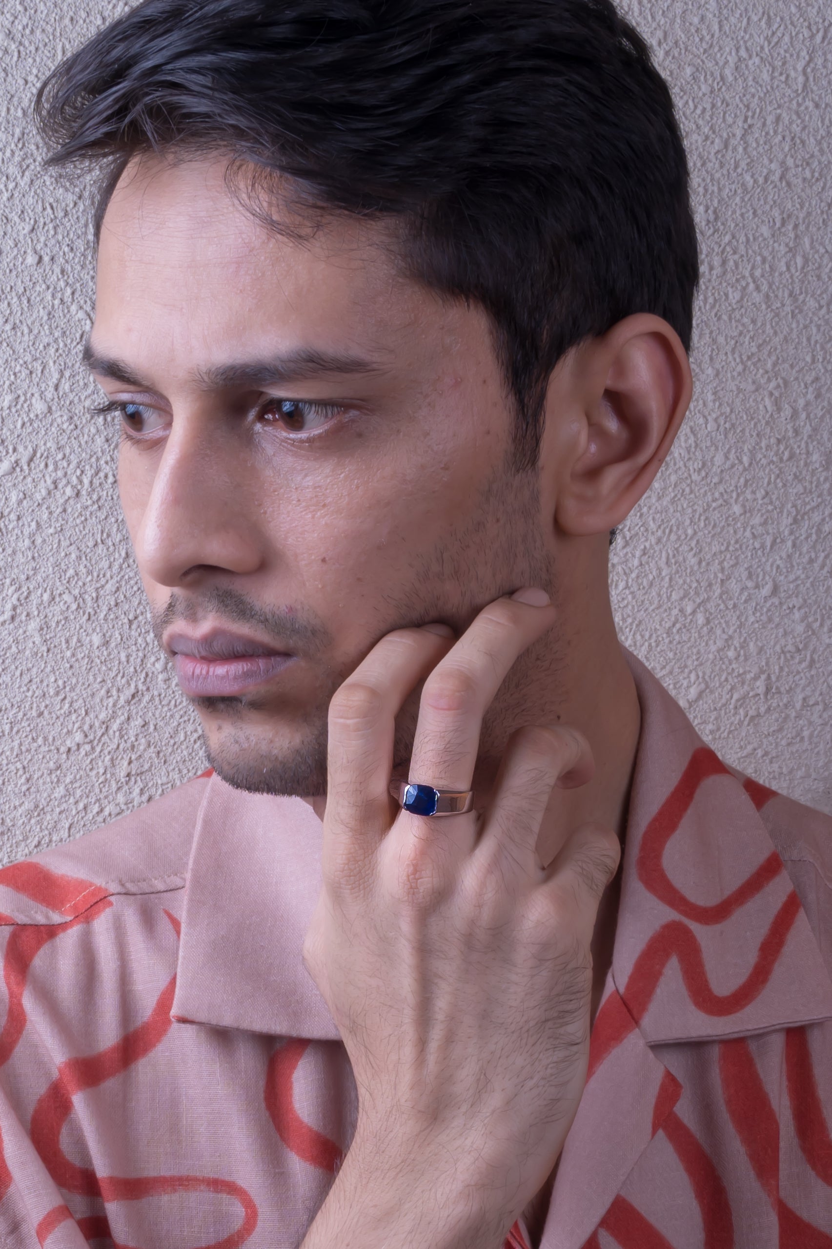 Natural Blue Sapphire(Neelam) 5.60ct(6.16 Ratti) Faceted Cushion Cut Ring