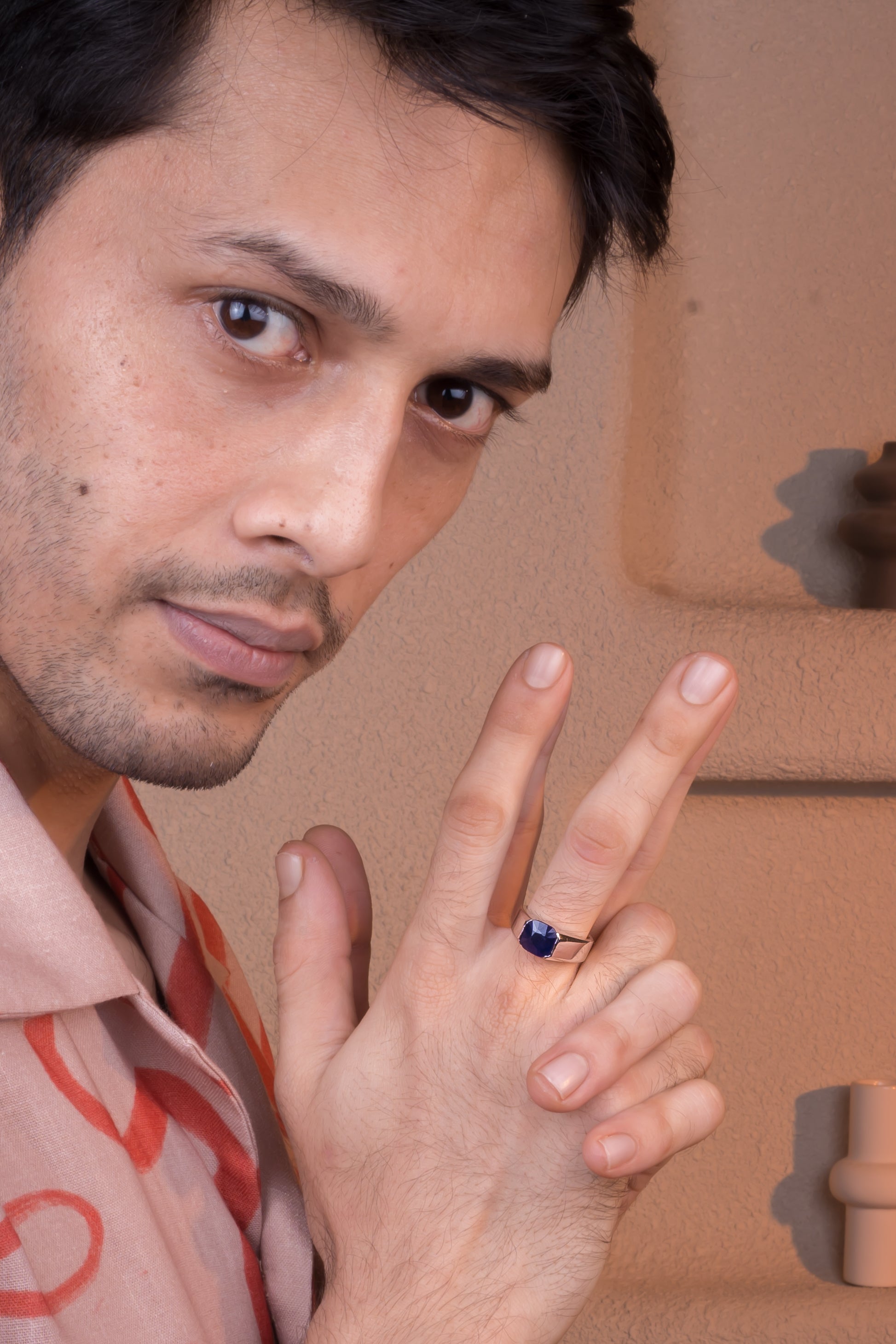 Natural Blue Sapphire(Neelam) 5.60ct(6.16 Ratti) Faceted Cushion Cut Ring