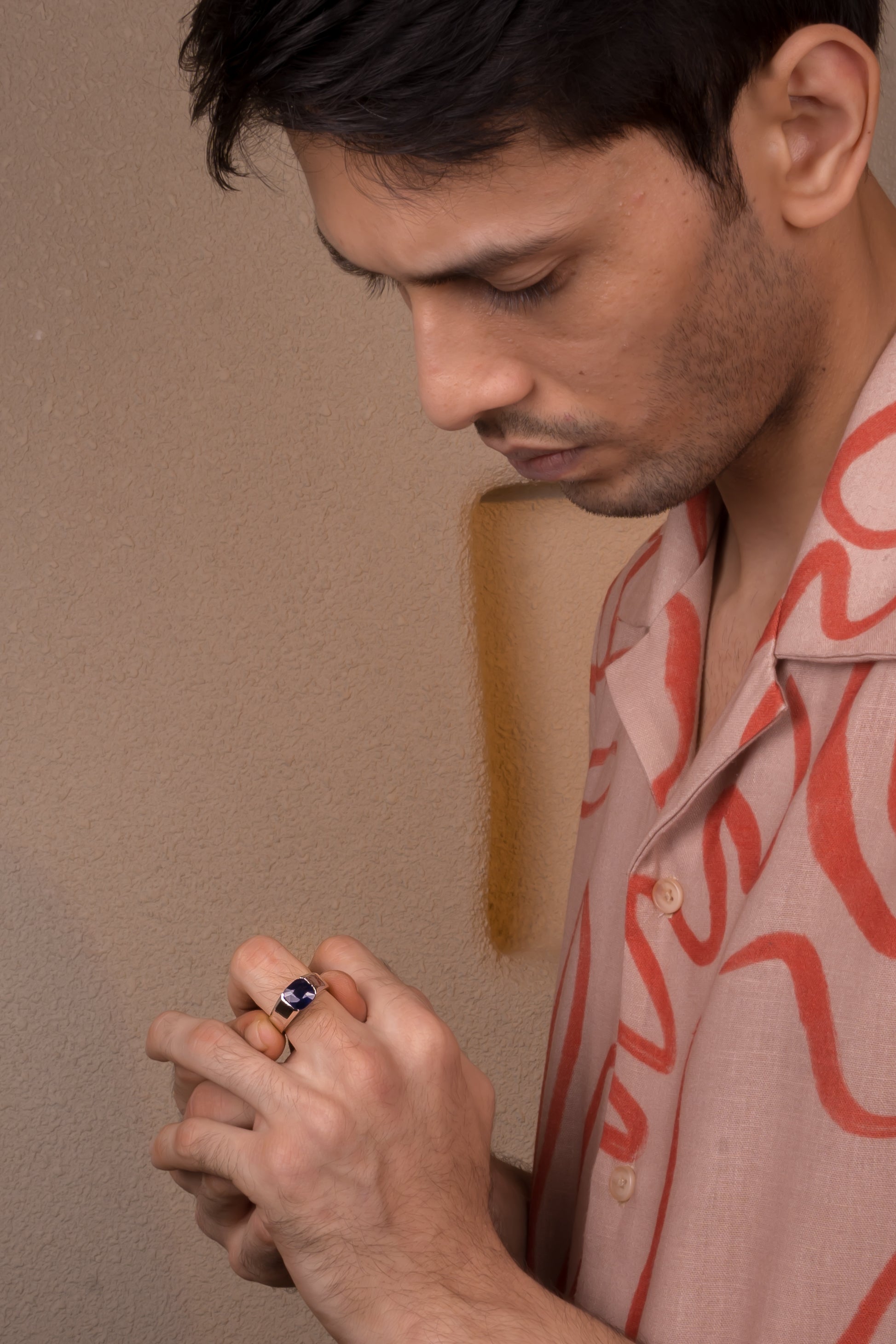 Natural Blue Sapphire(Neelam) 5.60ct(6.16 Ratti) Faceted Cushion Cut Ring