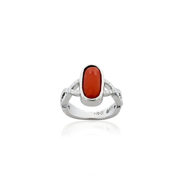 Natural Coral(Moonga) 3.70ct(4.07 Ratti)  Ring