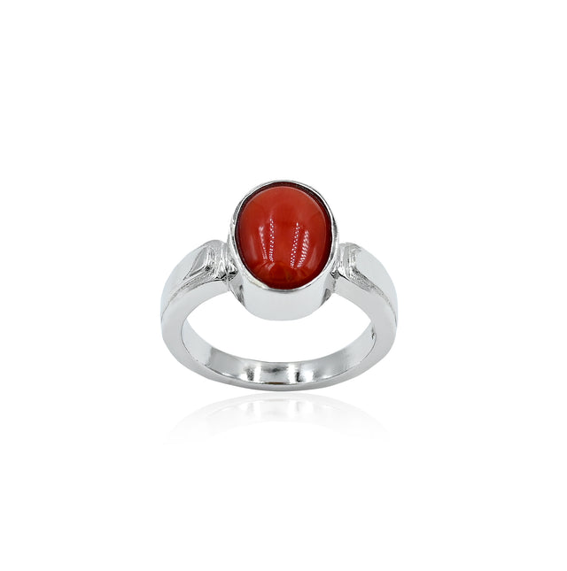 Natural Coral(Moonga) 3.00ct(3.30 Ratti)  Ring