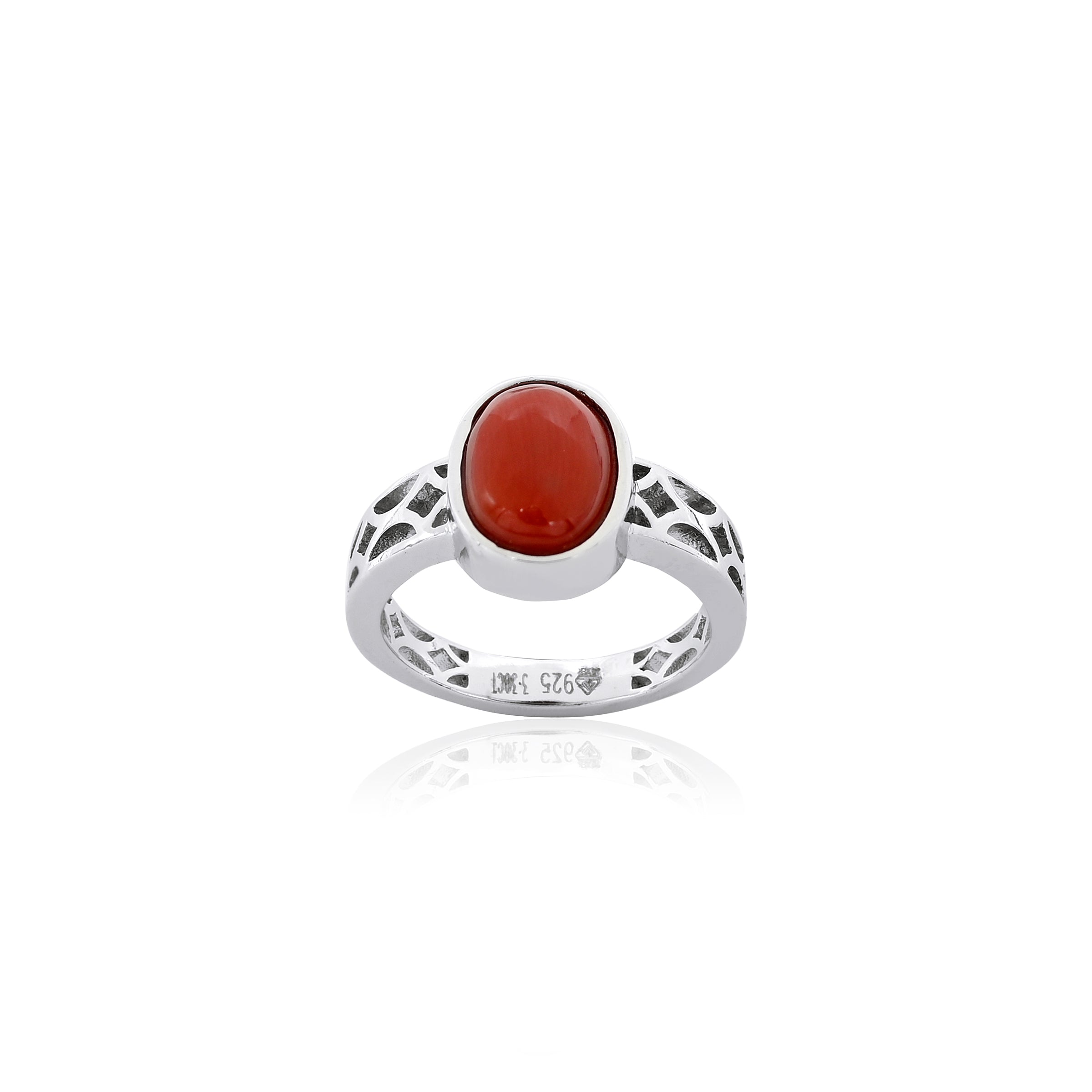 Natural Coral(Moonga) 3.30ct(3.63 Ratti)  Ring