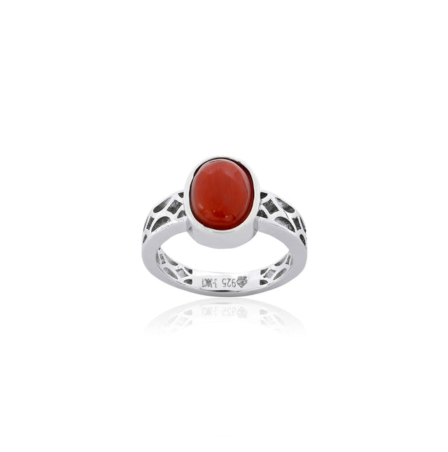 Natural Coral(Moonga) 3.30ct(3.63 Ratti)  Ring