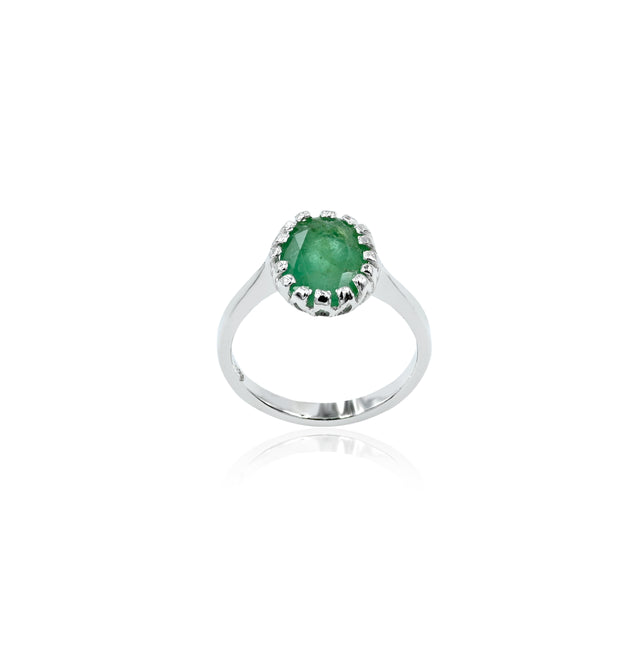 Natural Zambian Emerald (Panna) 2.75ct (3.02 Ratti) Faceted Oval Cut Ring