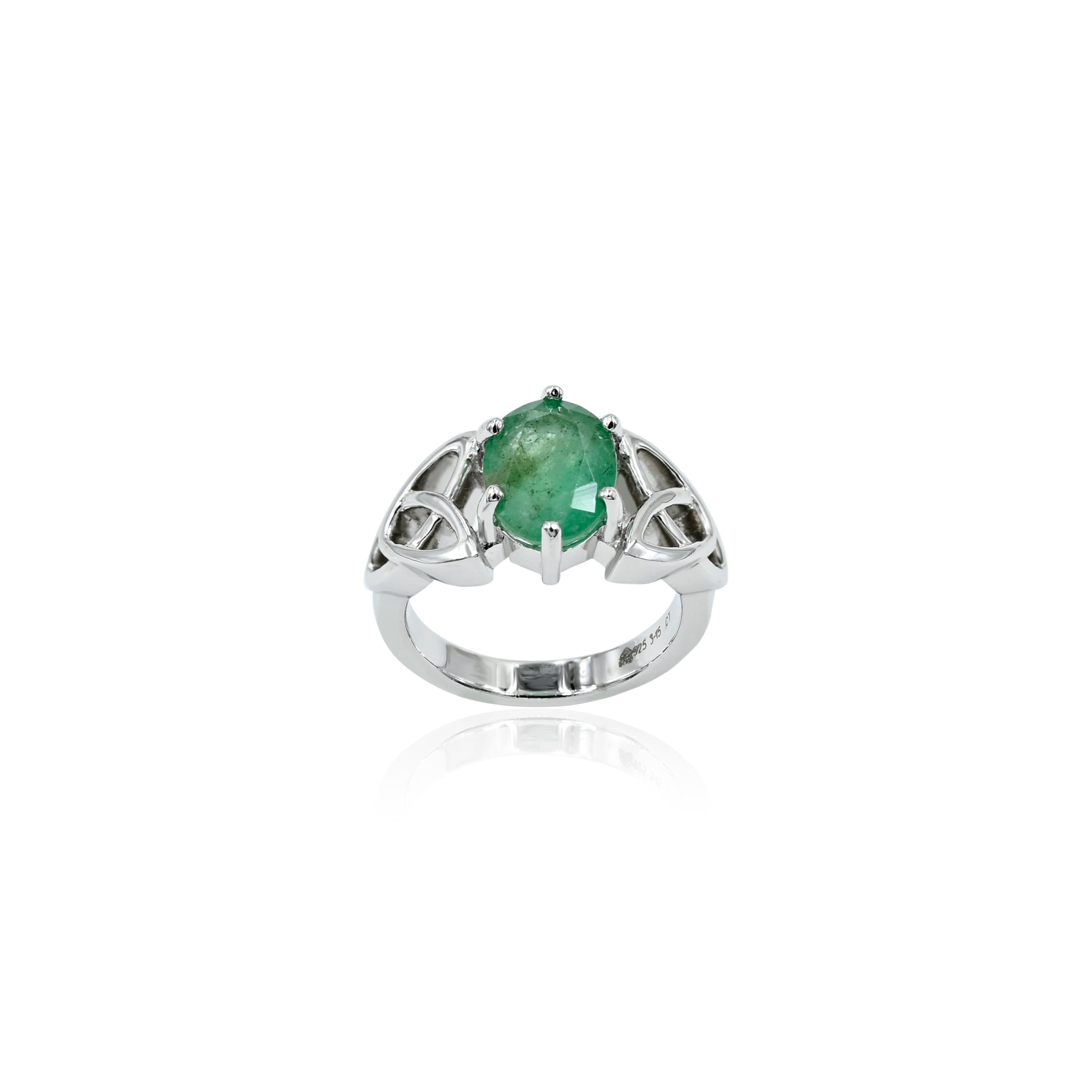 Natural Zambian Emerald (Panna) 3.15ct (3.46 Ratti) Faceted Oval Cut Ring