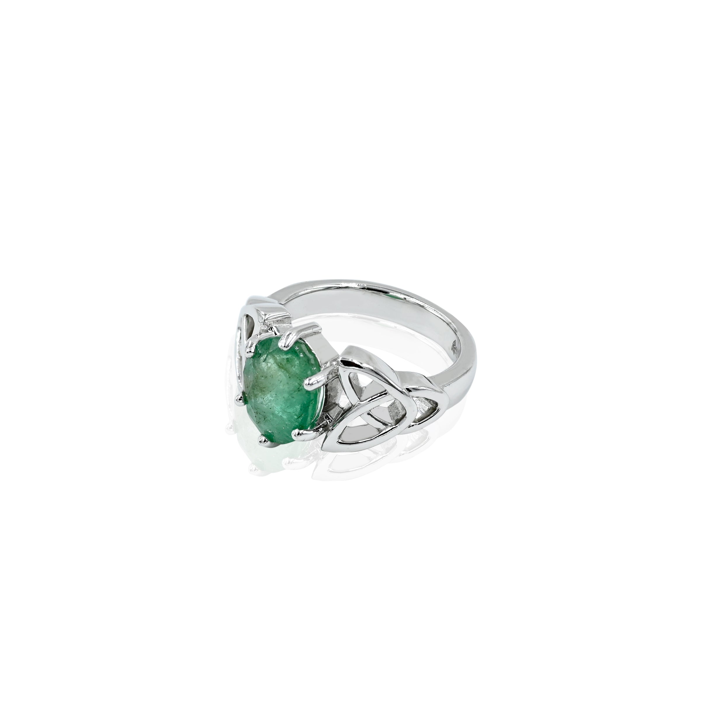 Natural Zambian Emerald (Panna) 3.15ct (3.46 Ratti) Faceted Oval Cut Ring