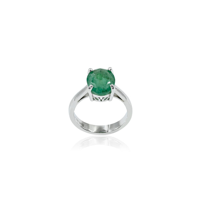 Natural Zambian Emerald (Panna) 3.35ct (3.68 Ratti) Faceted Oval Cut Unisex Ring