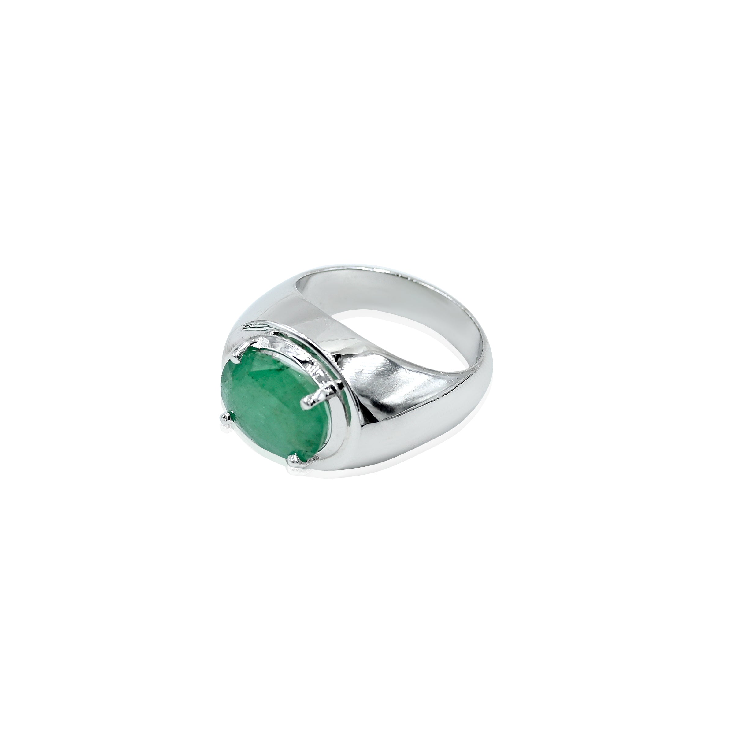Natural Zambian Emerald (Panna) 3.60ct (3.96 Ratti) Faceted Oval Cut Ring