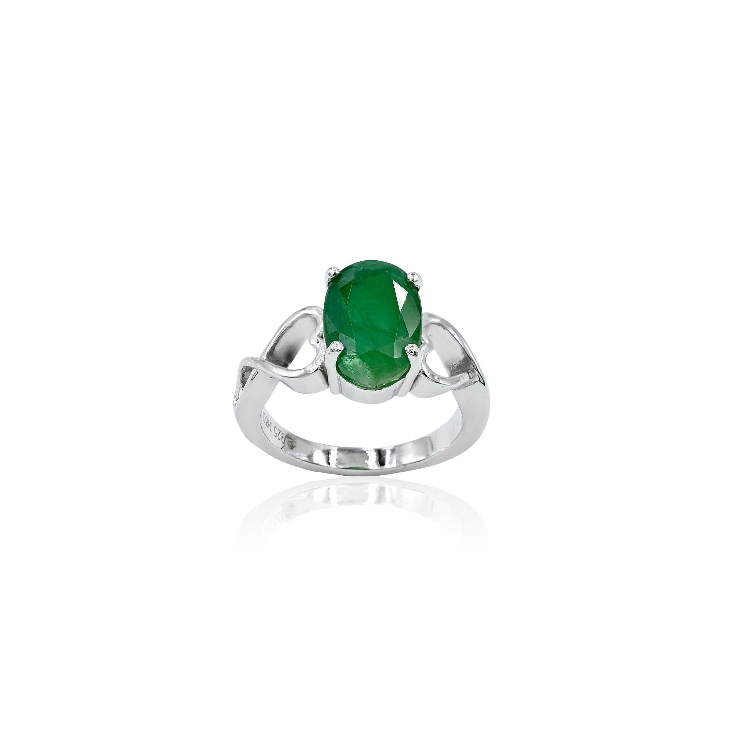 Natural Zambian Emerald (Panna) 3.65ct (4.01 Ratti) Faceted Oval Cut Ring