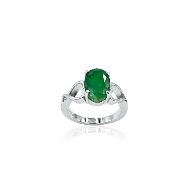 Natural Zambian Emerald (Panna) 3.65ct (4.01 Ratti) Faceted Oval Cut Ring