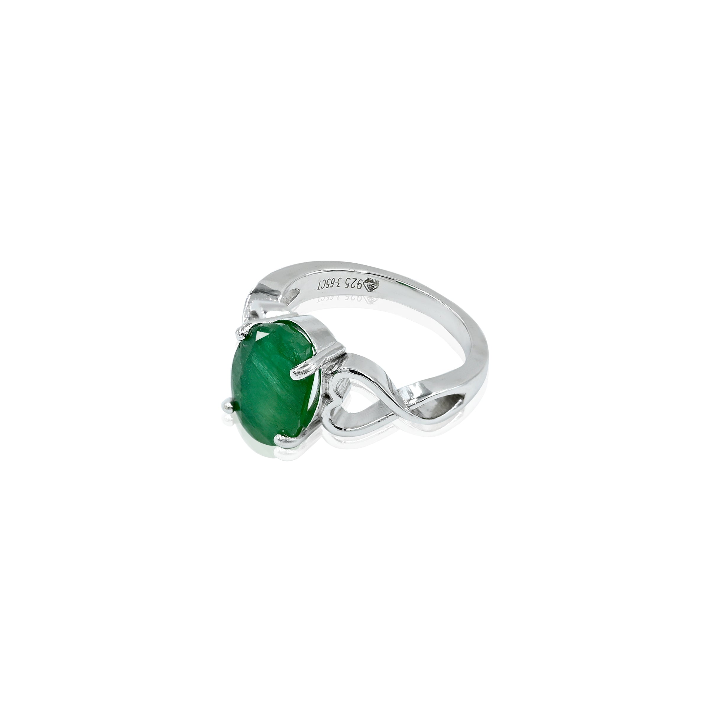 Natural Zambian Emerald (Panna) 3.65ct (4.01 Ratti) Faceted Oval Cut Ring