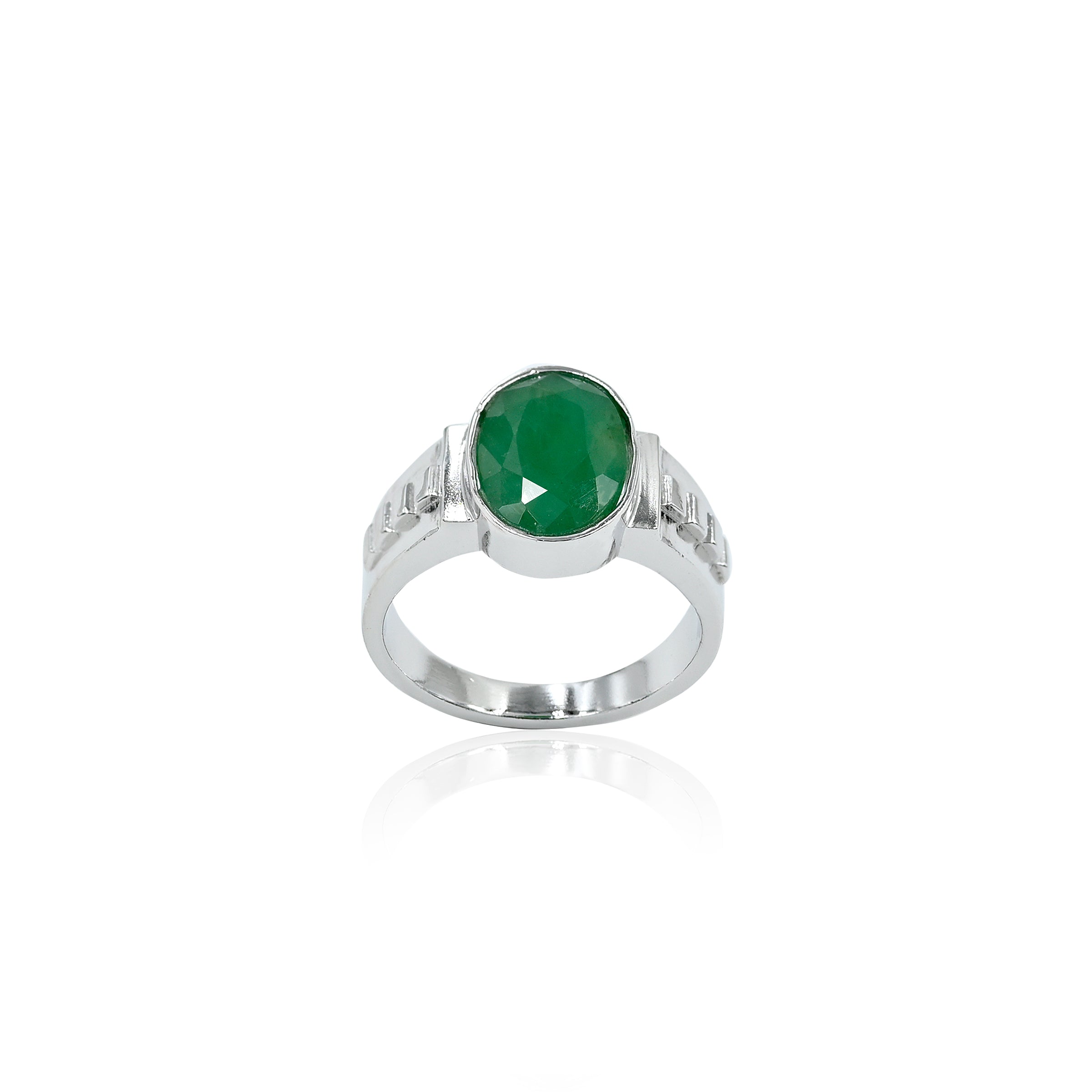 Natural Zambian Emerald (Panna) 3.70ct (4.07 Ratti) Faceted Oval Cut Ring