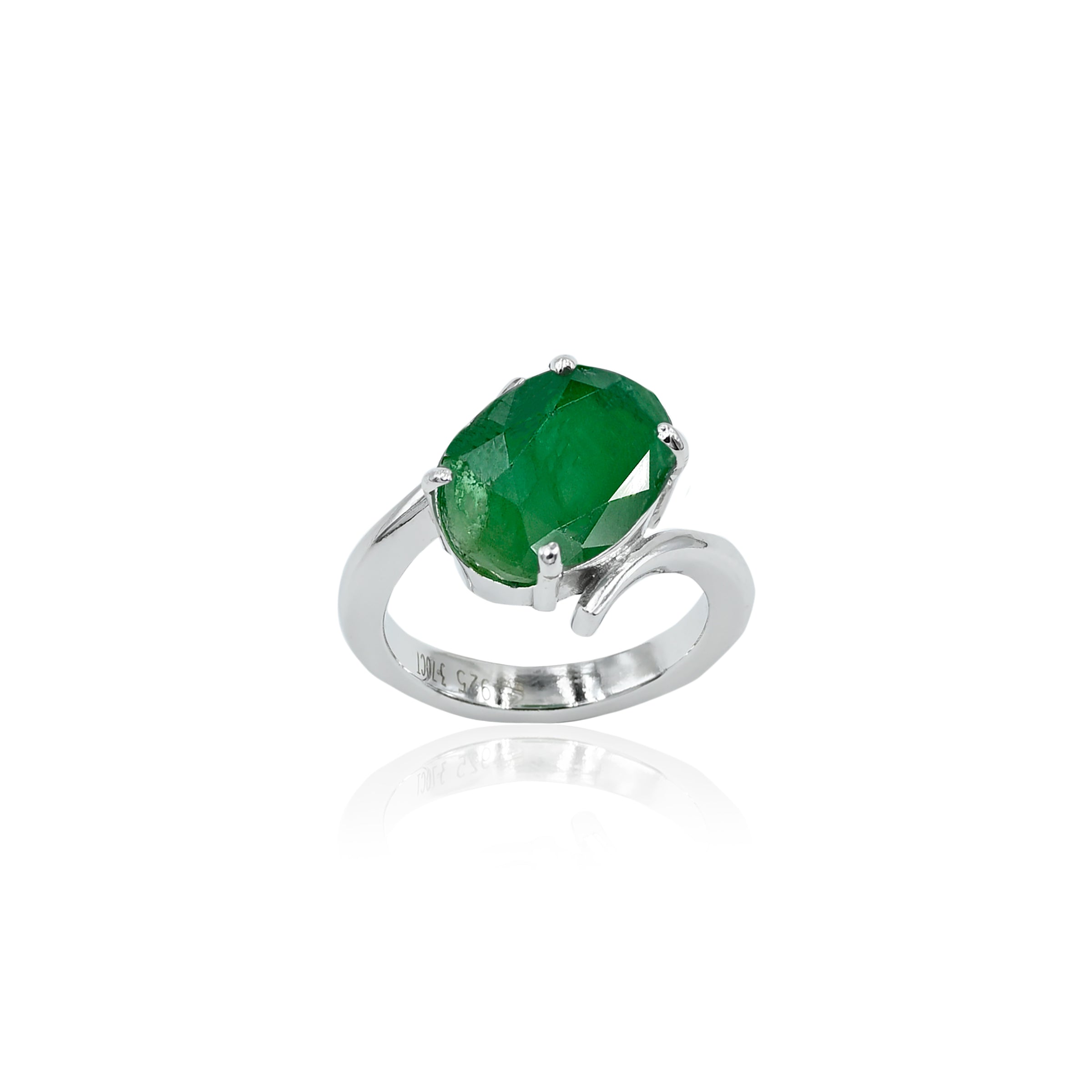Natural Zambian Emerald (Panna) 3.70ct (4.07 Ratti) Faceted Emerald Cut Ring