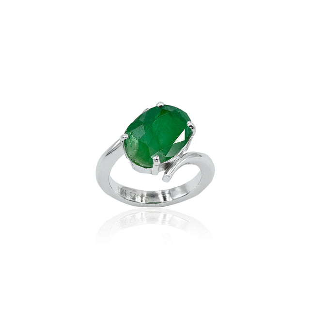 Natural Zambian Emerald (Panna) 3.70ct (4.07 Ratti) Faceted Emerald Cut Ring