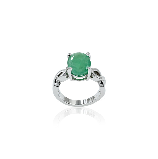 Natural Zambian Emerald (Panna) 3.90ct (4.29 Ratti) Faceted Oval Cut Unisex Ring