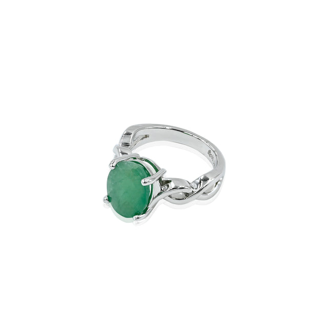 Natural Zambian Emerald (Panna) 3.90ct (4.29 Ratti) Faceted Oval Cut Unisex Ring
