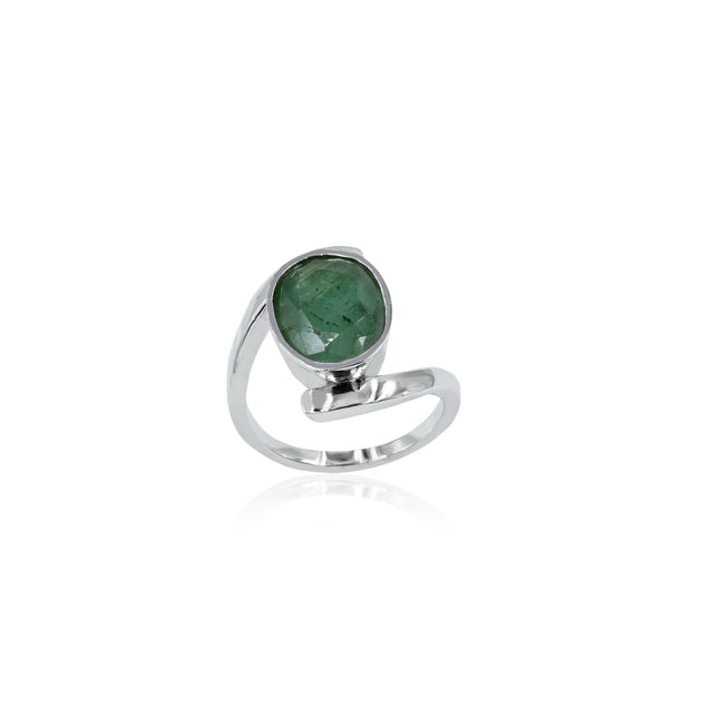 Natural Zambian Emerald (Panna) 3.95ct (4.35 Ratti) Faceted Oval Cut Unisex Ring