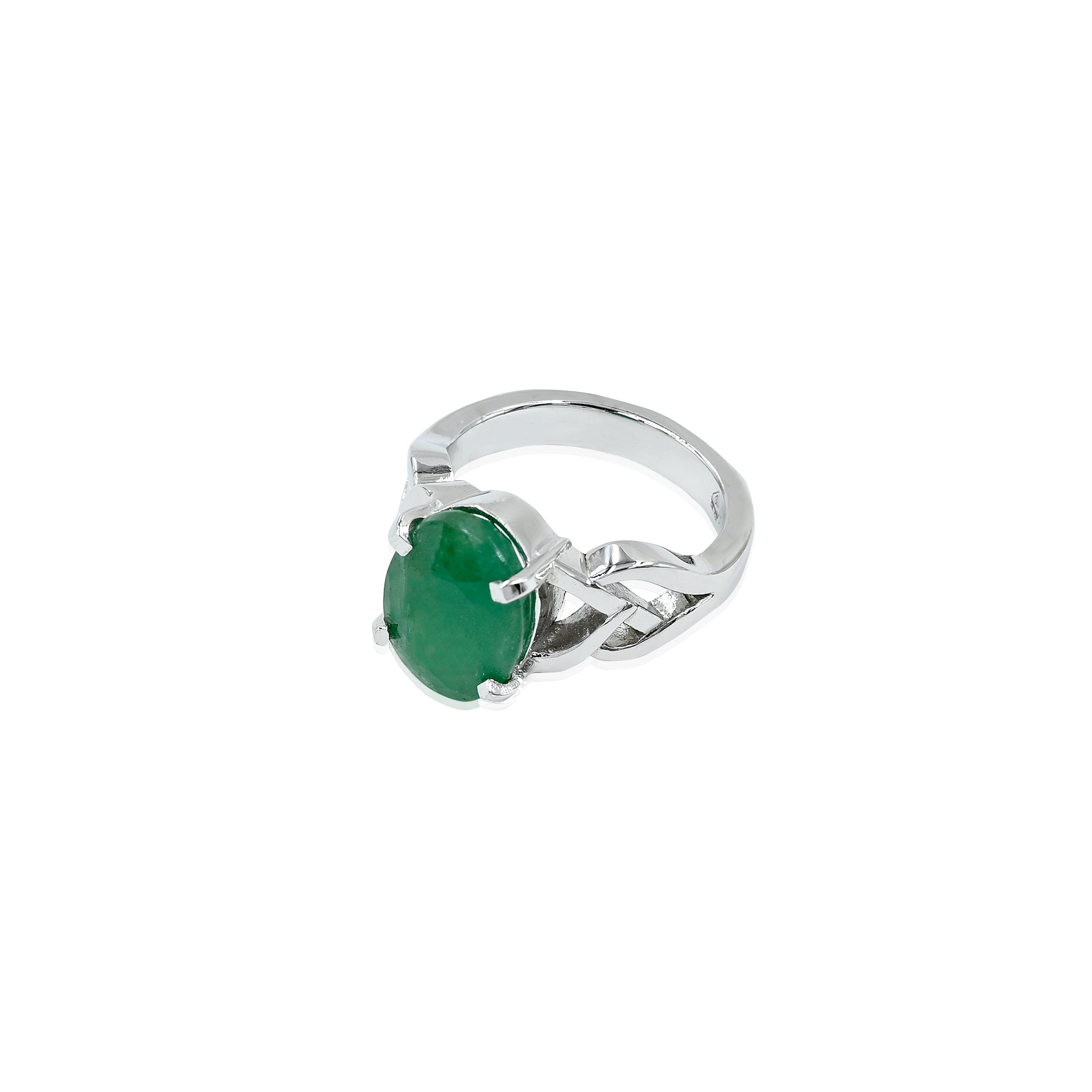 Natural Zambian Emerald (Panna) 4.00ct (4.40 Ratti) Faceted Oval Cut Unisex Ring