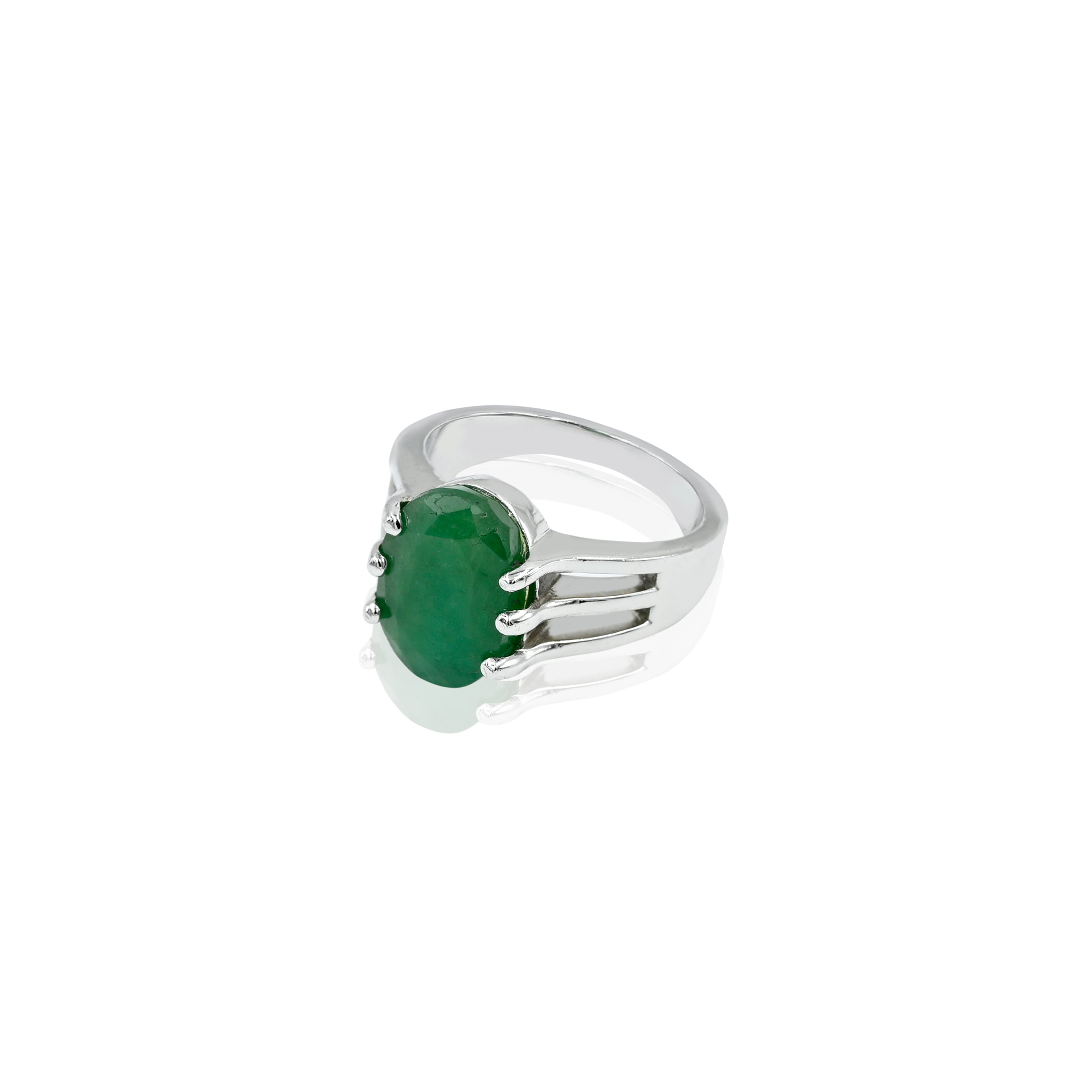 Natural Zambian Emerald (Panna) 5.30ct (5.83 Ratti) Faceted Oval Cut Unisex Ring