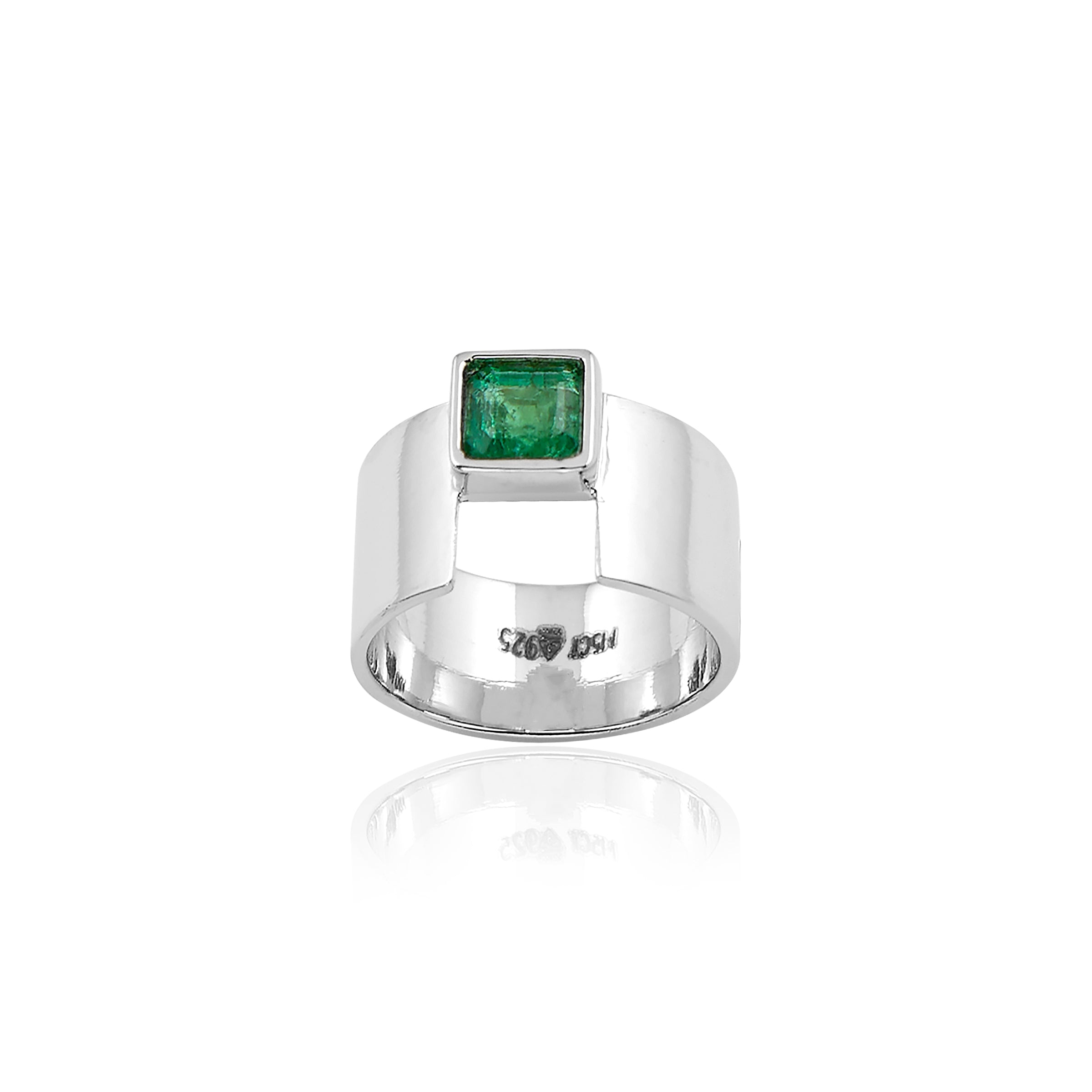 Natural Zambian Emerald (Panna) 1.15ct (1.27 Ratti) Faceted Emerald Cut Ring