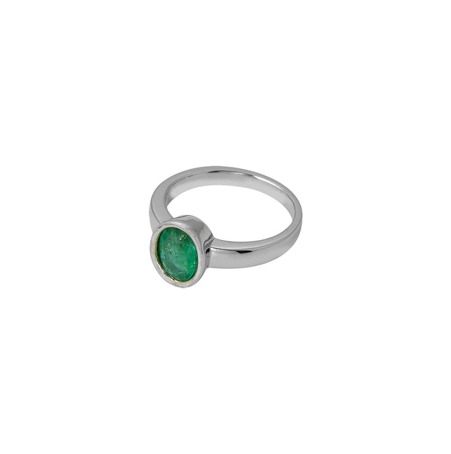 Natural Zambian Emerald (Panna) 1.20ct (1.32 Ratti) Faceted Oval Cut Unisex Ring