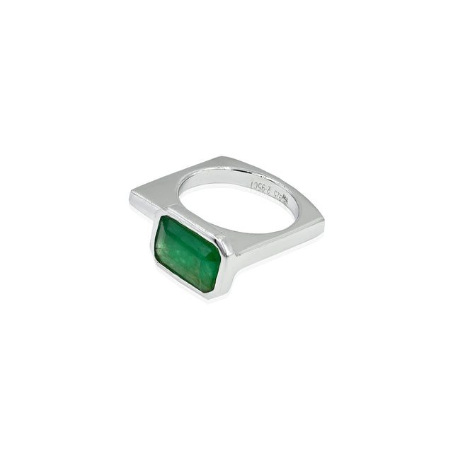 Natural Zambian Emerald (Panna) 2.95ct (3.25 Ratti) Faceted Emerald Cut Ring