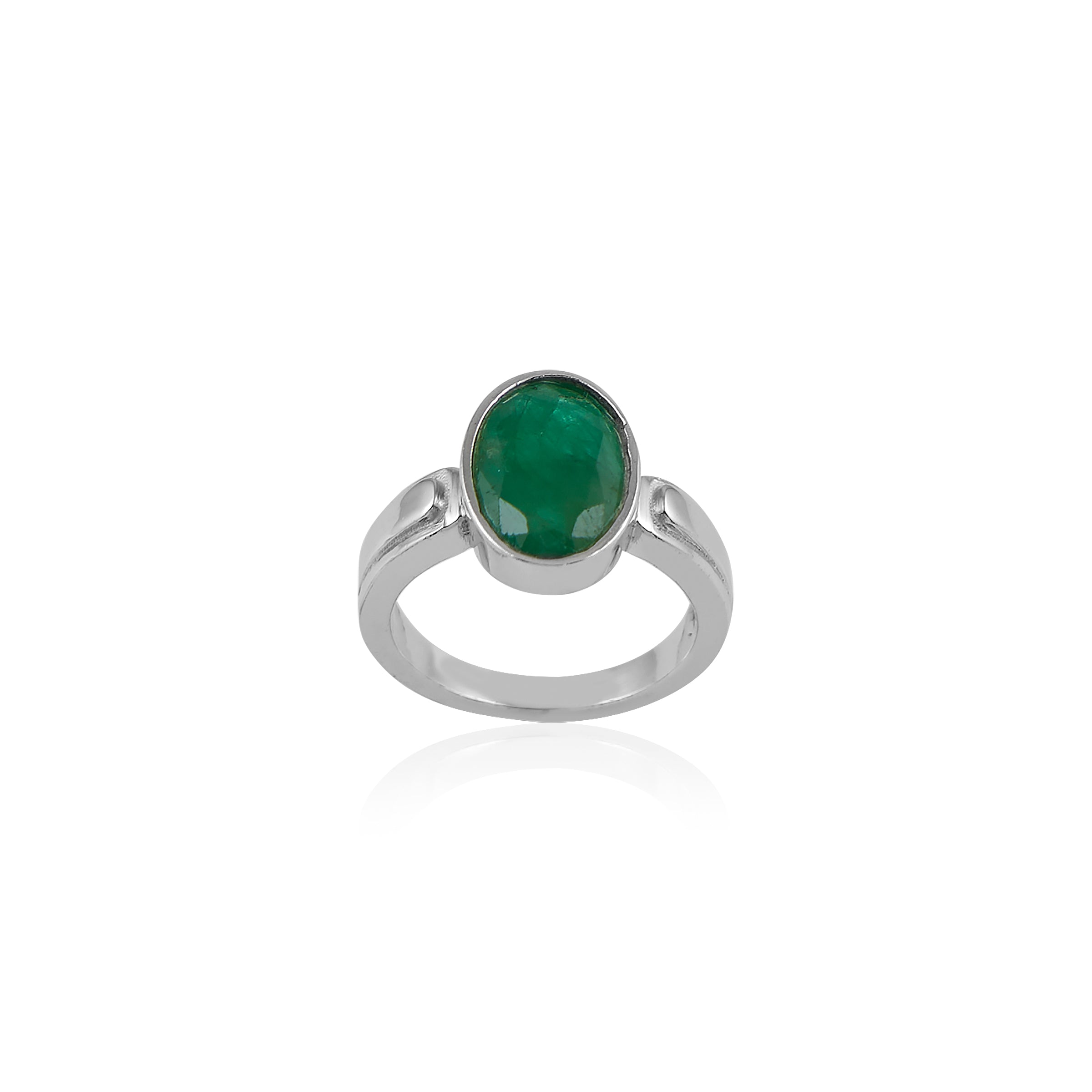 Natural Zambian Emerald (Panna) 3.15ct (3.47 Ratti) Faceted Oval Cut Unisex Ring