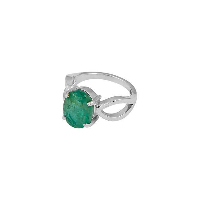 Natural Zambian Emerald (Panna) 3.35ct (3.69 Ratti) Faceted Oval Cut Ring