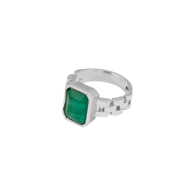 Natural Zambian Emerald (Panna) 3.55ct (3.91 Ratti) Faceted Oval Cut Ring