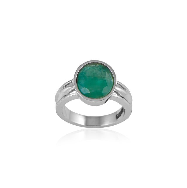 Natural Zambian Emerald (Panna) 3.70ct (4.07 Ratti) Faceted Oval Cut Unisex Ring