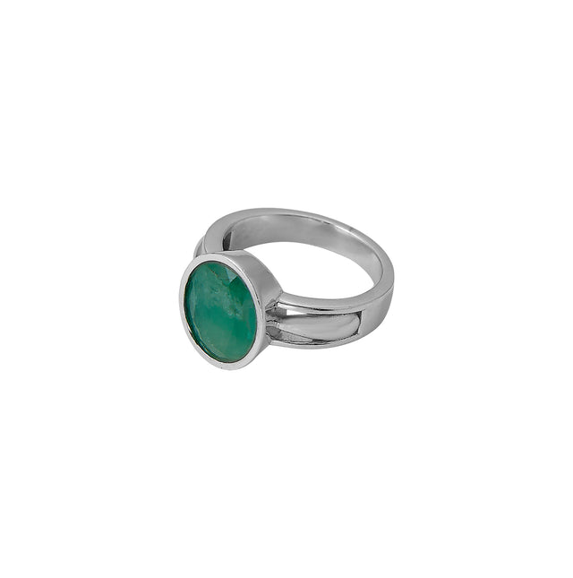 Natural Zambian Emerald (Panna) 3.70ct (4.07 Ratti) Faceted Oval Cut Unisex Ring