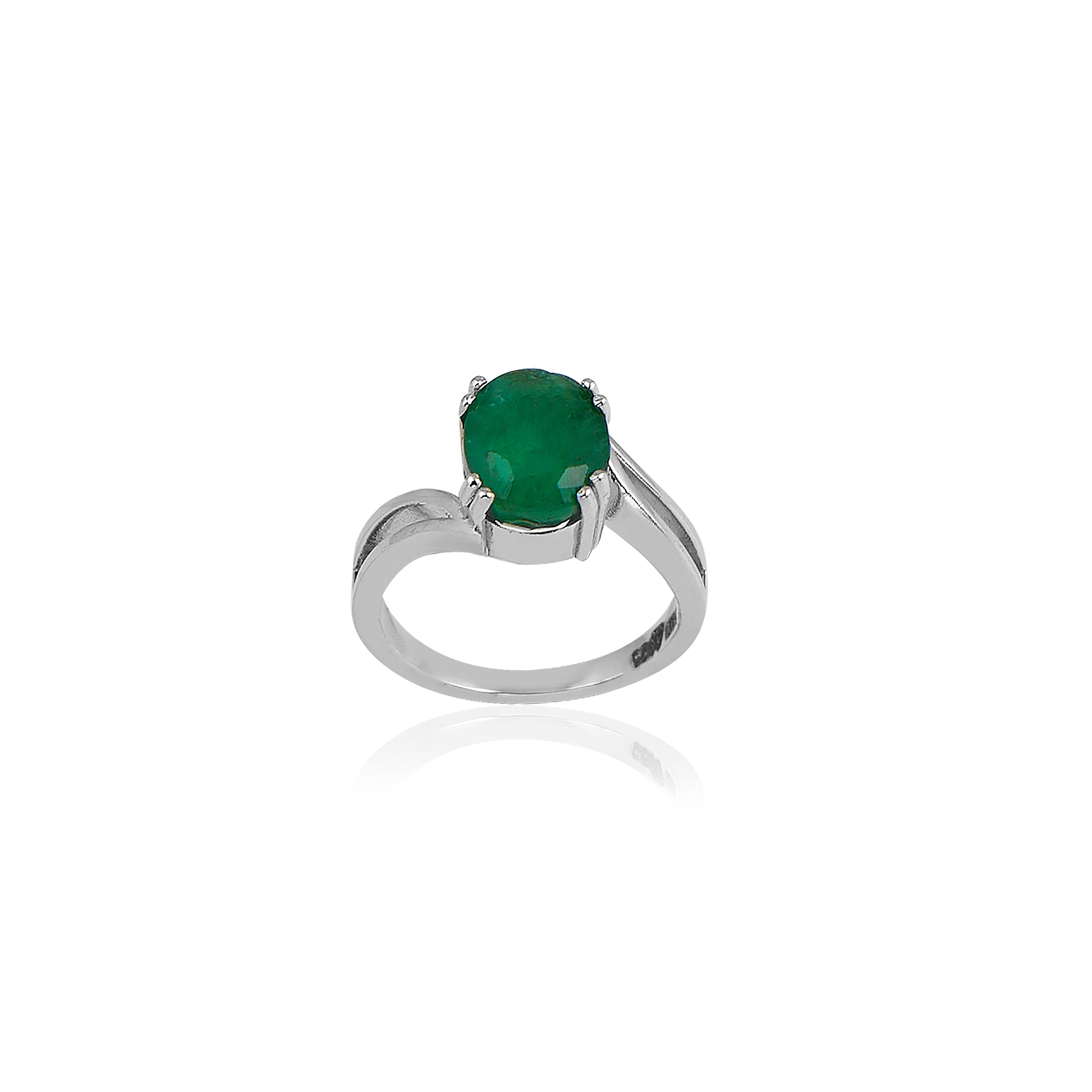 Natural Zambian Emerald (Panna) 3.80ct (4.18 Ratti) Faceted Oval Cut Unisex Ring