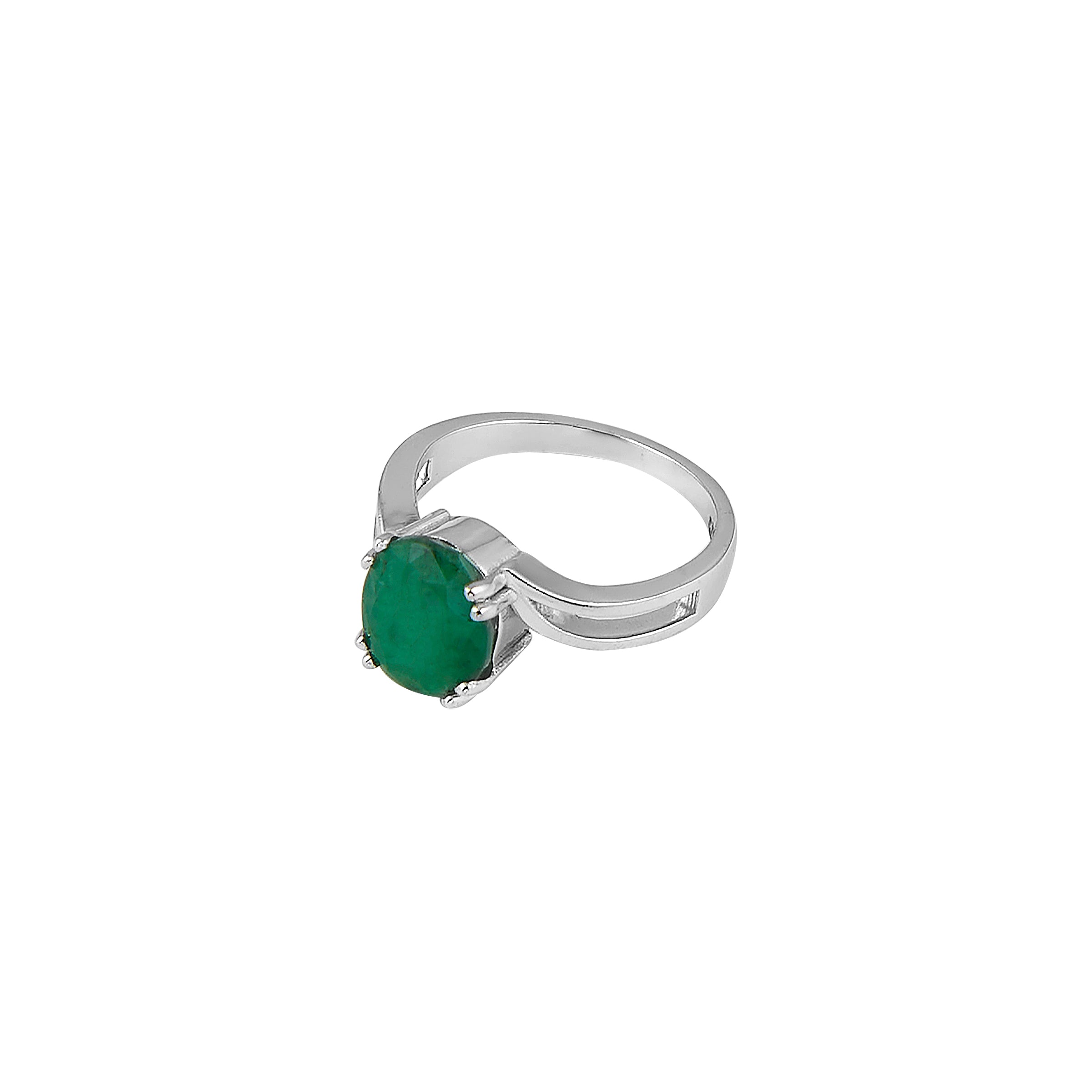 Natural Zambian Emerald (Panna) 3.80ct (4.18 Ratti) Faceted Oval Cut Unisex Ring