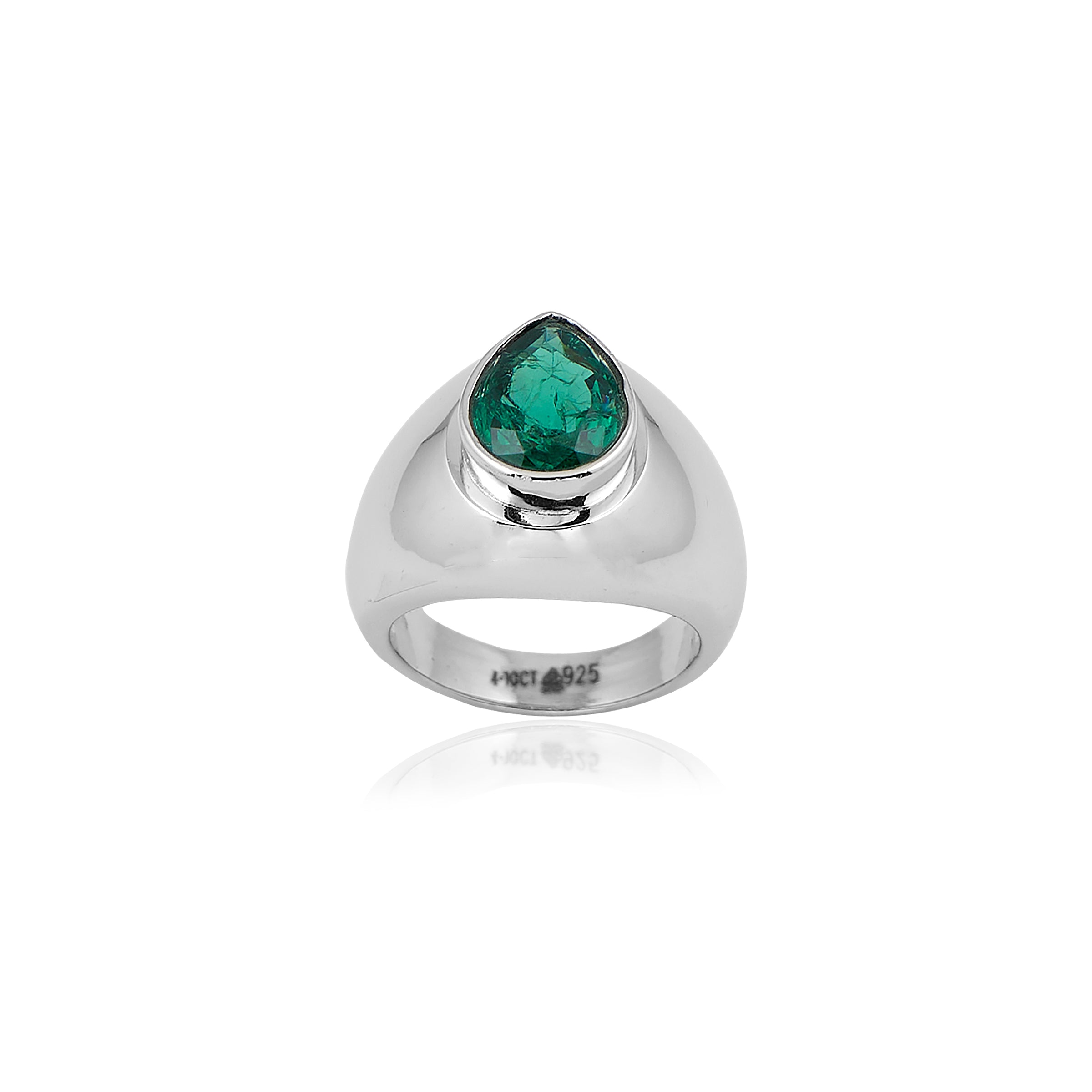 Lab Grown Emerald Ring (4.10 Carat / 4.51 Ratti)