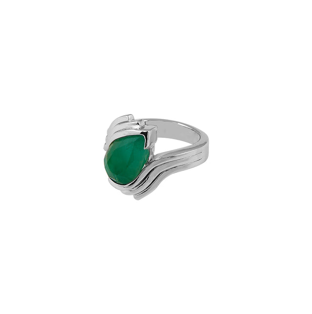 Natural Zambian Emerald (Panna) 4.65ct (5.12 Ratti) Faceted Pear Cut Ring