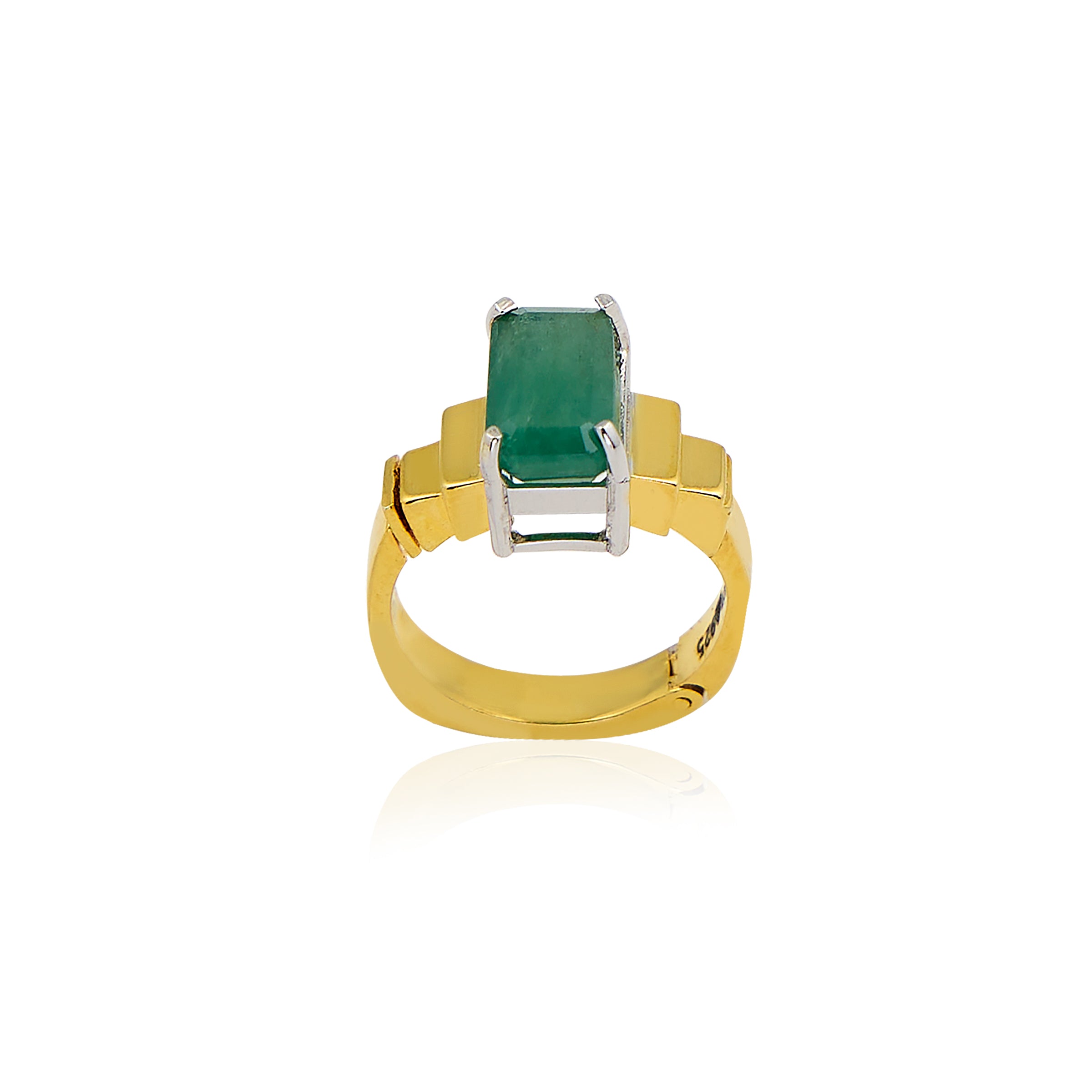 Natural Zambian Emerald(Panna) 4.75ct(5.23 Ratti) Faceted Emerald Cut Ring