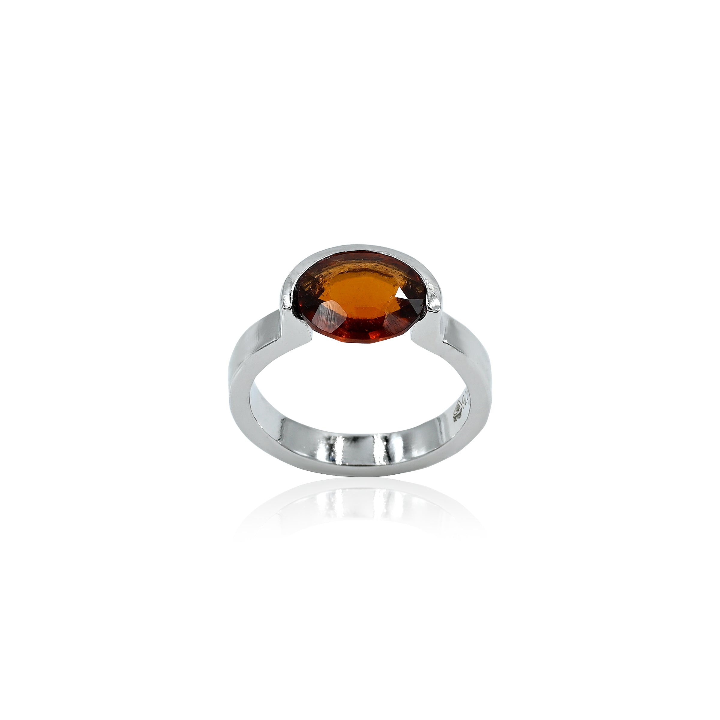 Natural Hessonite(Gomed) 2.80ct(3.08 Ratti) Faceted Ring