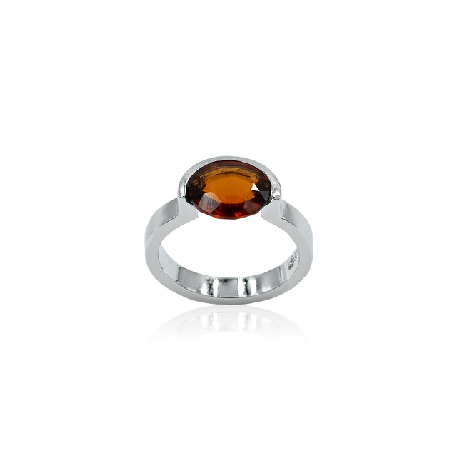 Natural Hessonite(Gomed) 2.80ct(3.08 Ratti) Faceted Ring