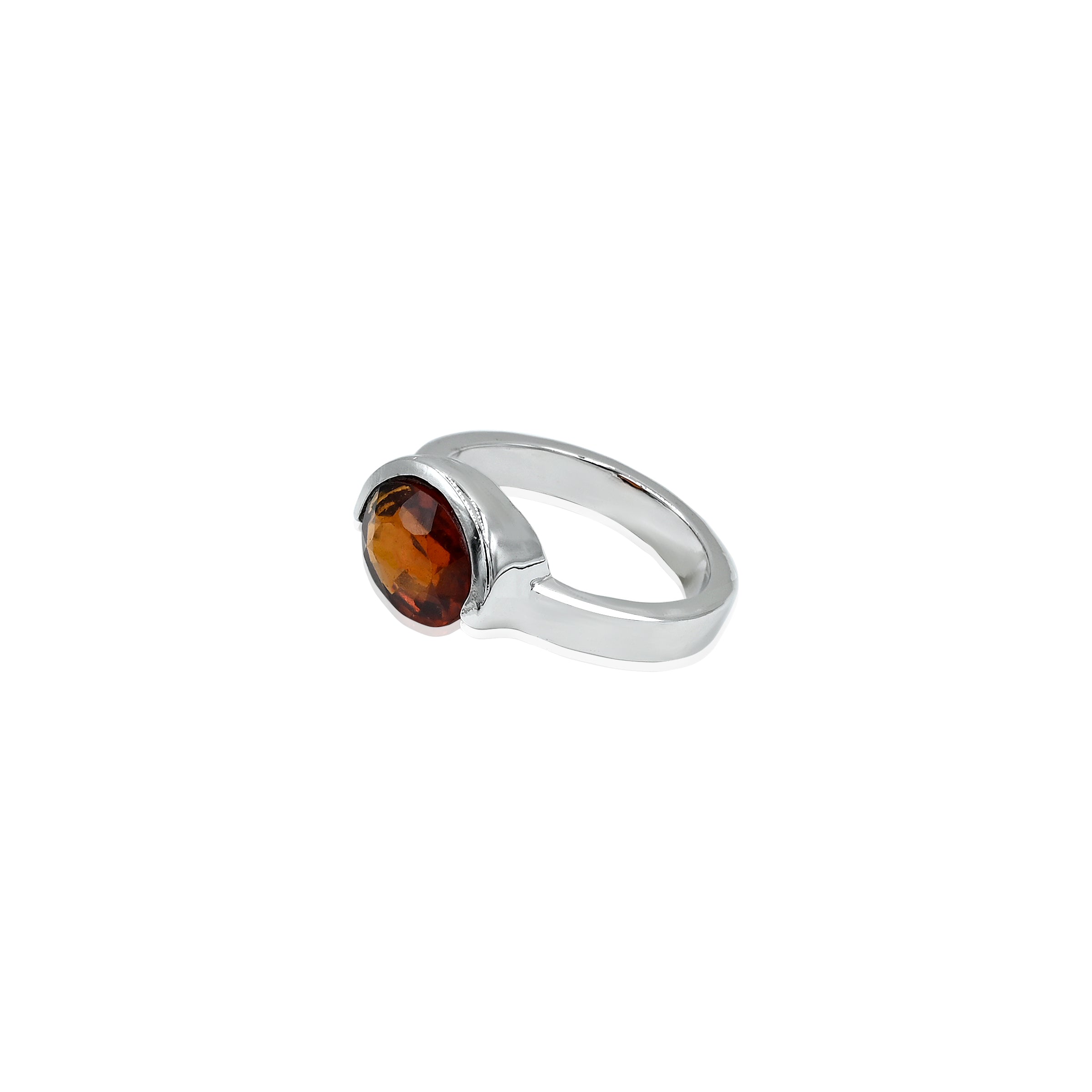 Natural Hessonite(Gomed) 2.80ct(3.08 Ratti) Faceted Ring