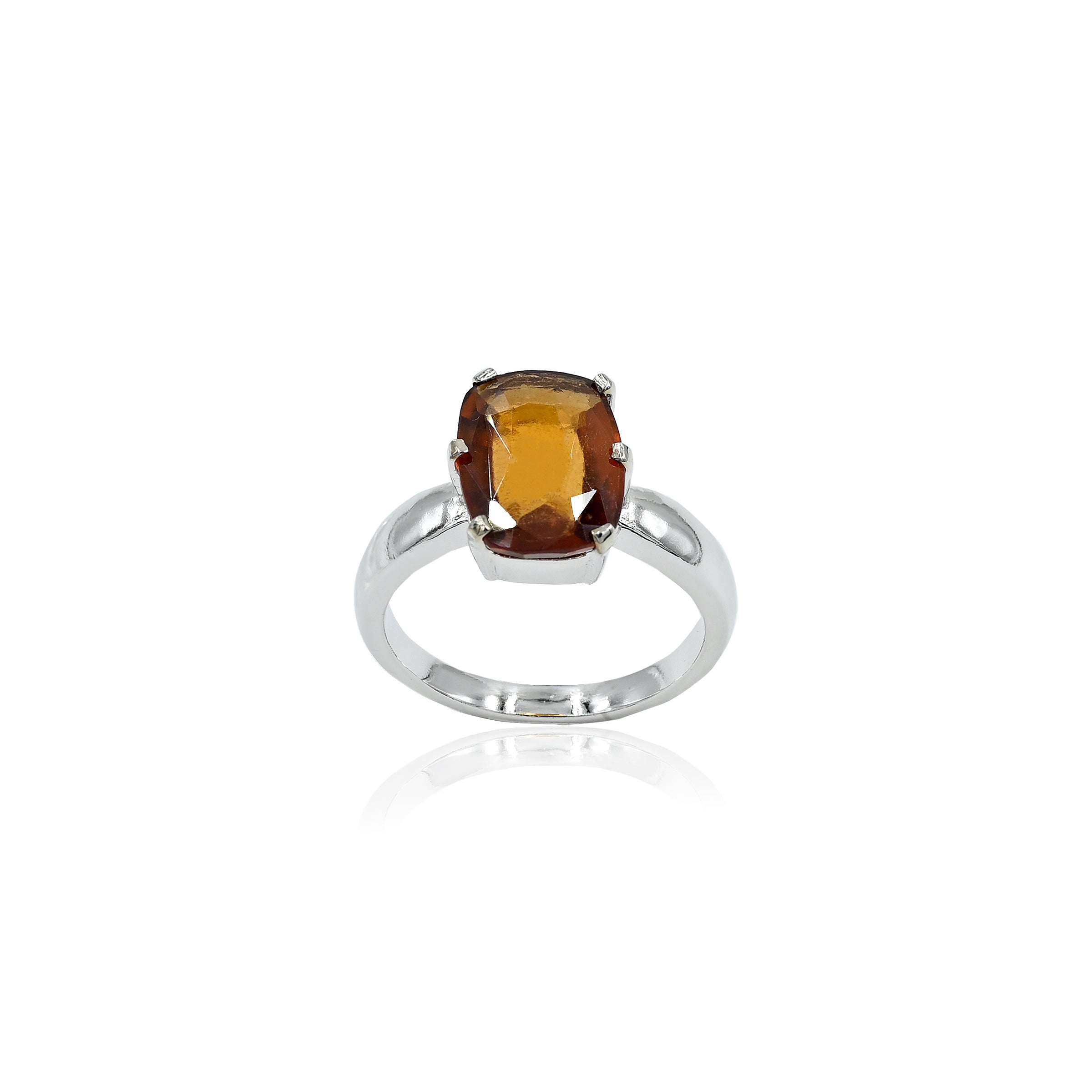 Natural Hessonite(Gomed) 3.15ct(3.47 Ratti) Faceted Ring