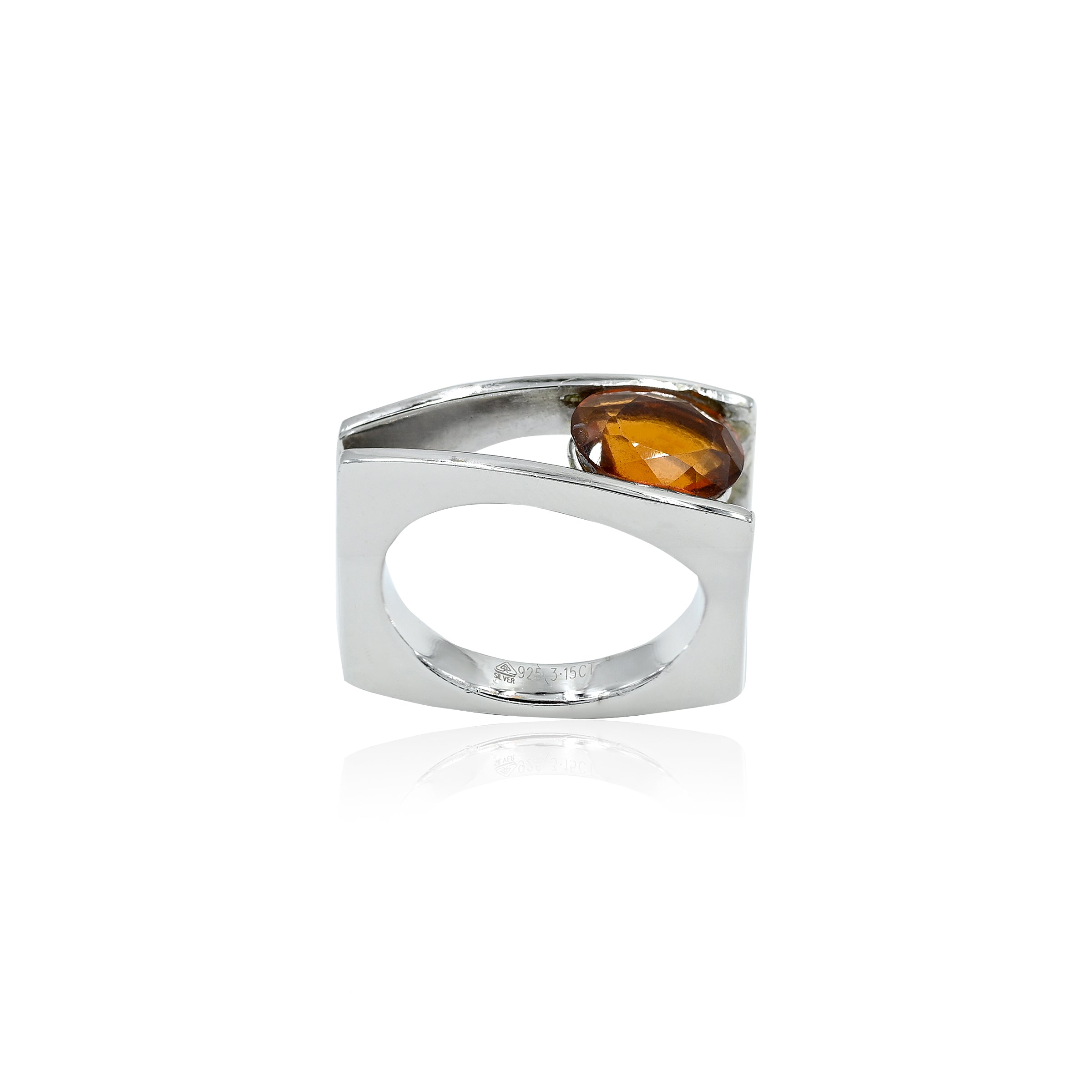 Natural Hessonite (Gomed) 3.15 ct (3.47 Ratti) Faceted Ring