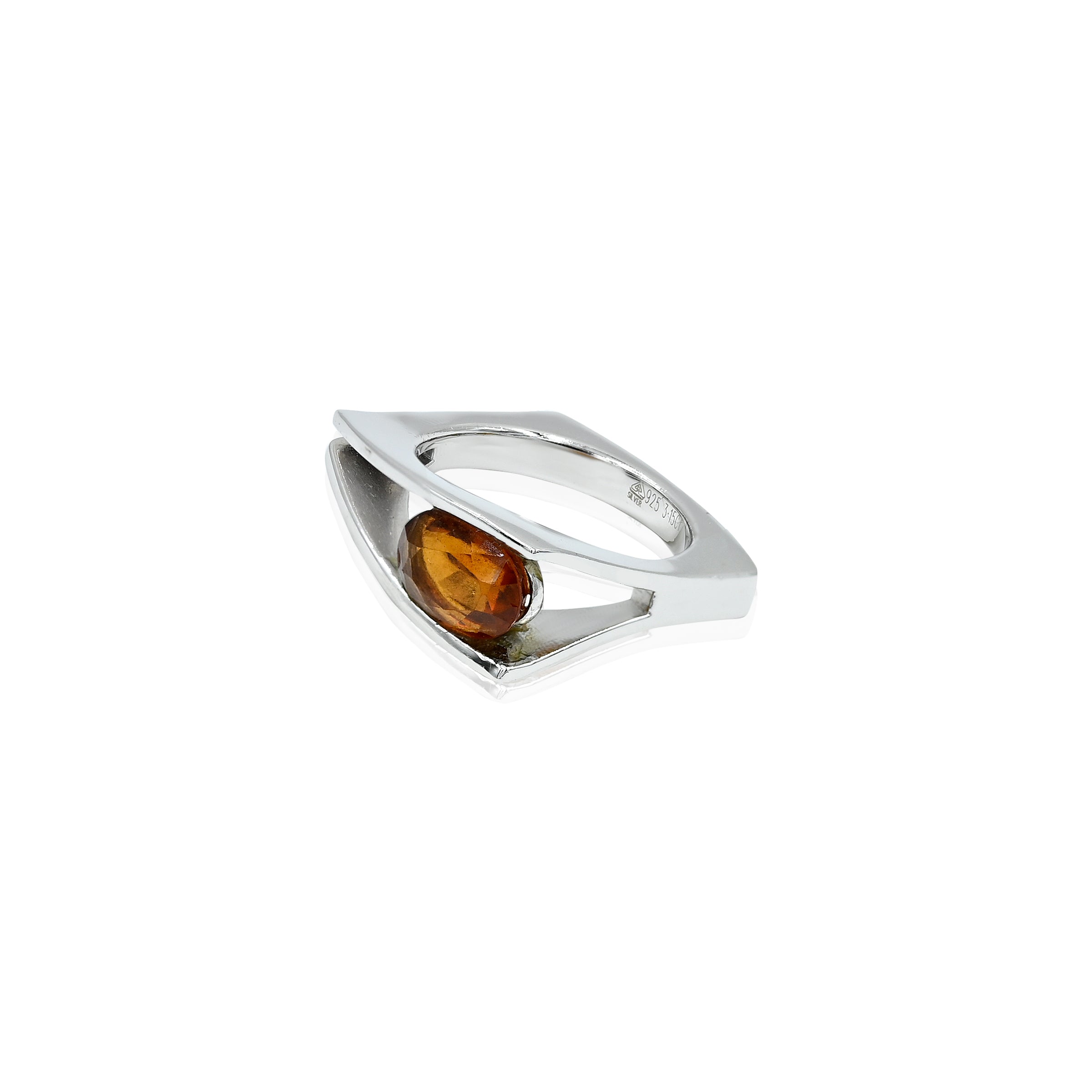 Natural Hessonite (Gomed) 3.15 ct (3.47 Ratti) Faceted Ring