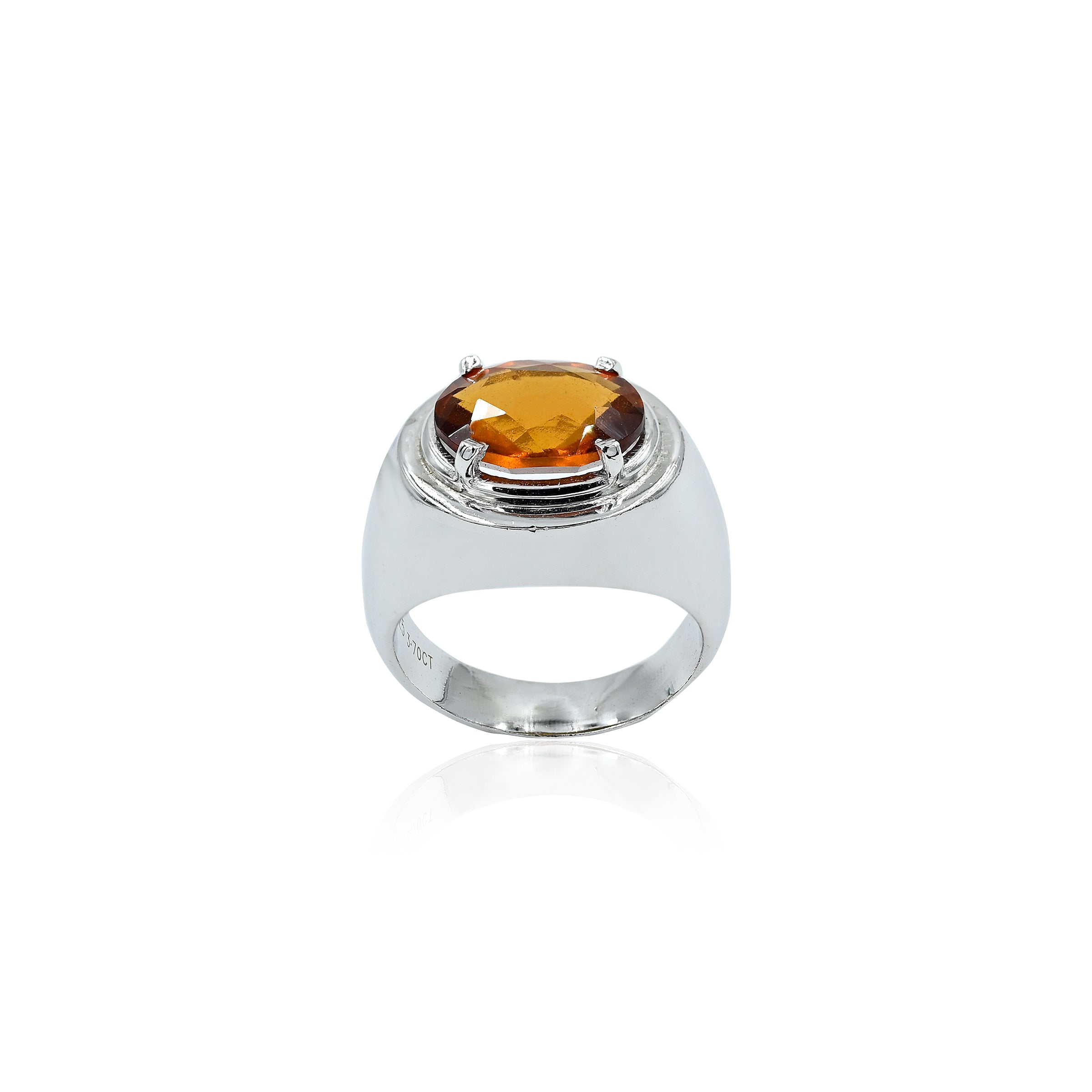Natural Hessonite(Gomed) 3.70ct(4.07 Ratti) Faceted Ring