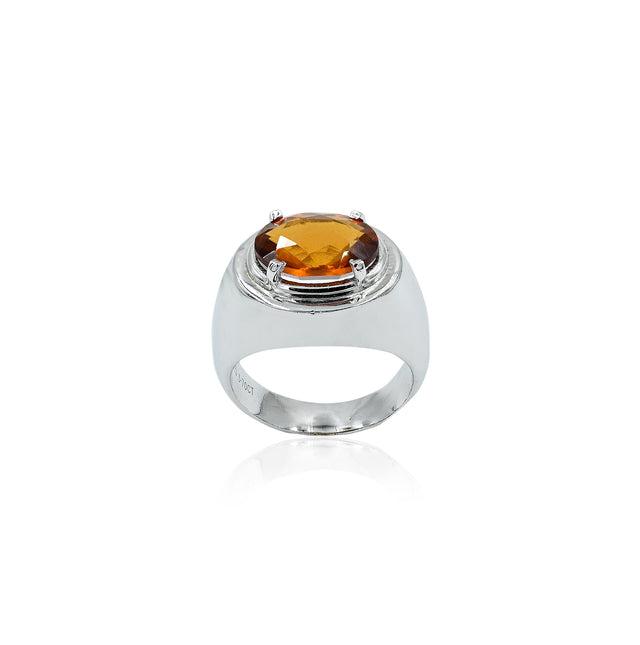 Natural Hessonite(Gomed) 3.70ct(4.07 Ratti) Faceted Ring