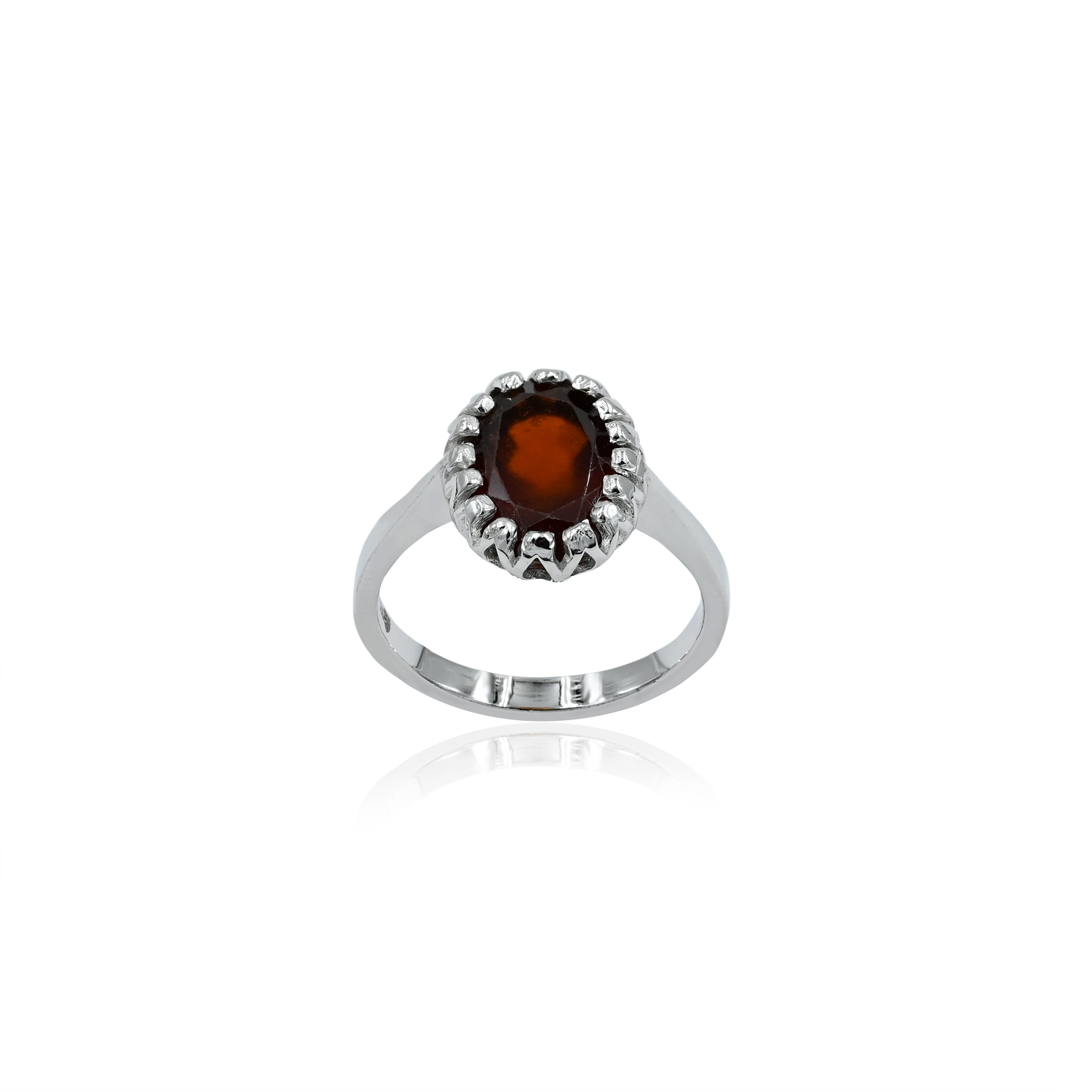 Natural Hessonite(Gomed) 4.65ct(5.12 Ratti) Faceted Ring