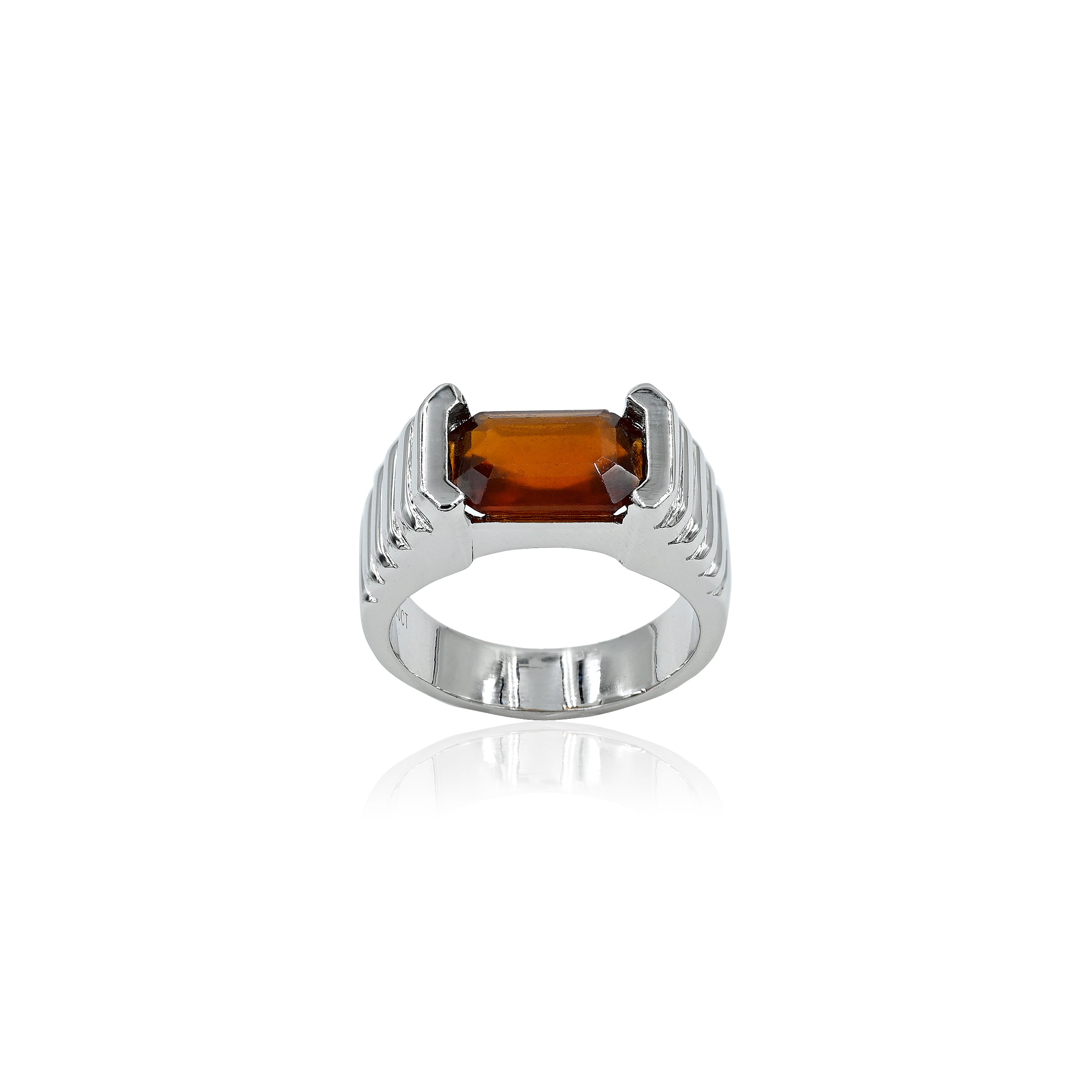 Natural Hessonite(Gomed) 5.20ct(5.72 Ratti) Faceted Ring