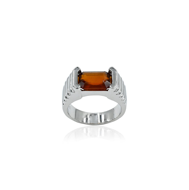 Natural Hessonite(Gomed) 5.20ct(5.72 Ratti) Faceted Ring