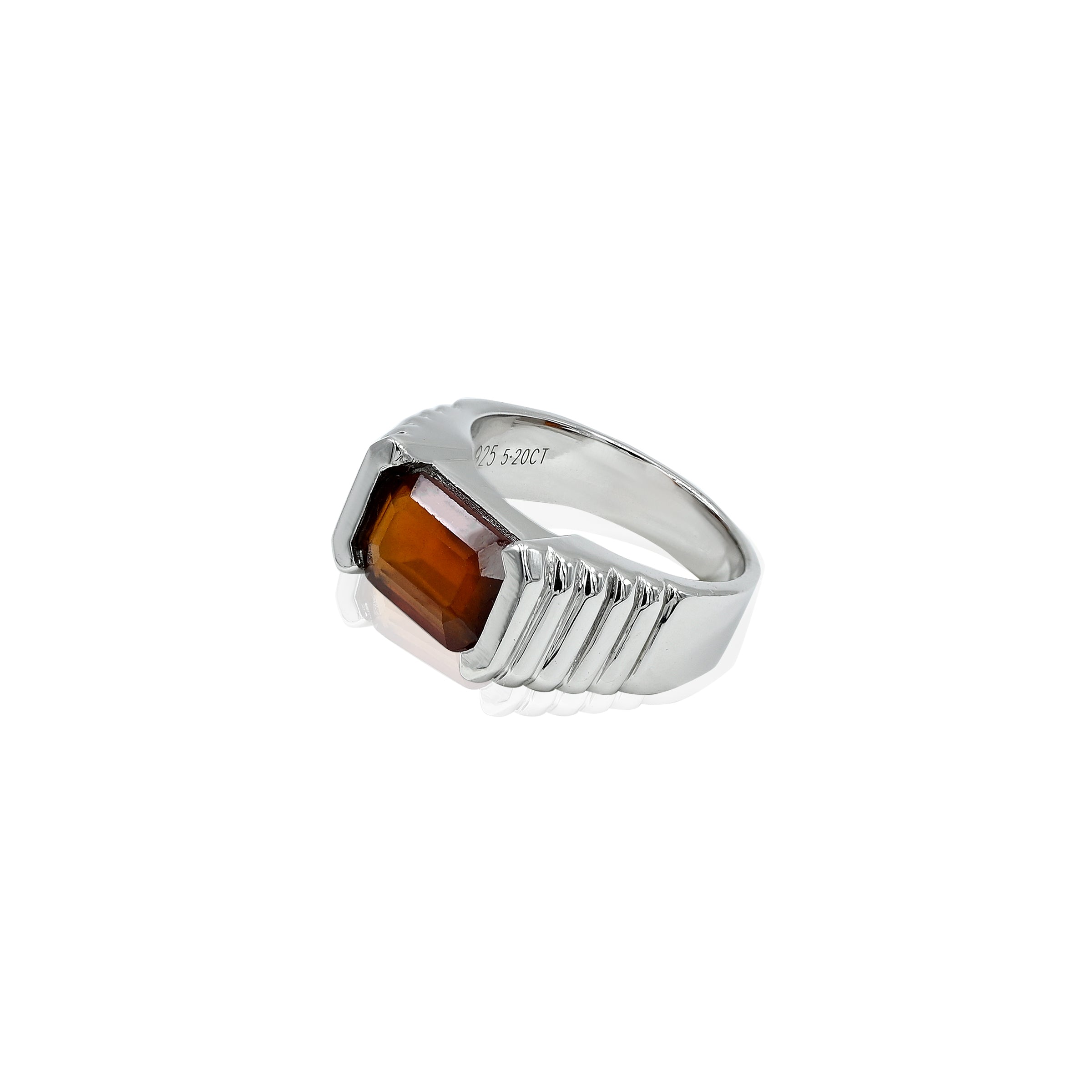 Natural Hessonite(Gomed) 5.20ct(5.72 Ratti) Faceted Ring